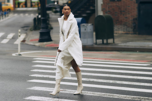 White Coat with Knee High Boots