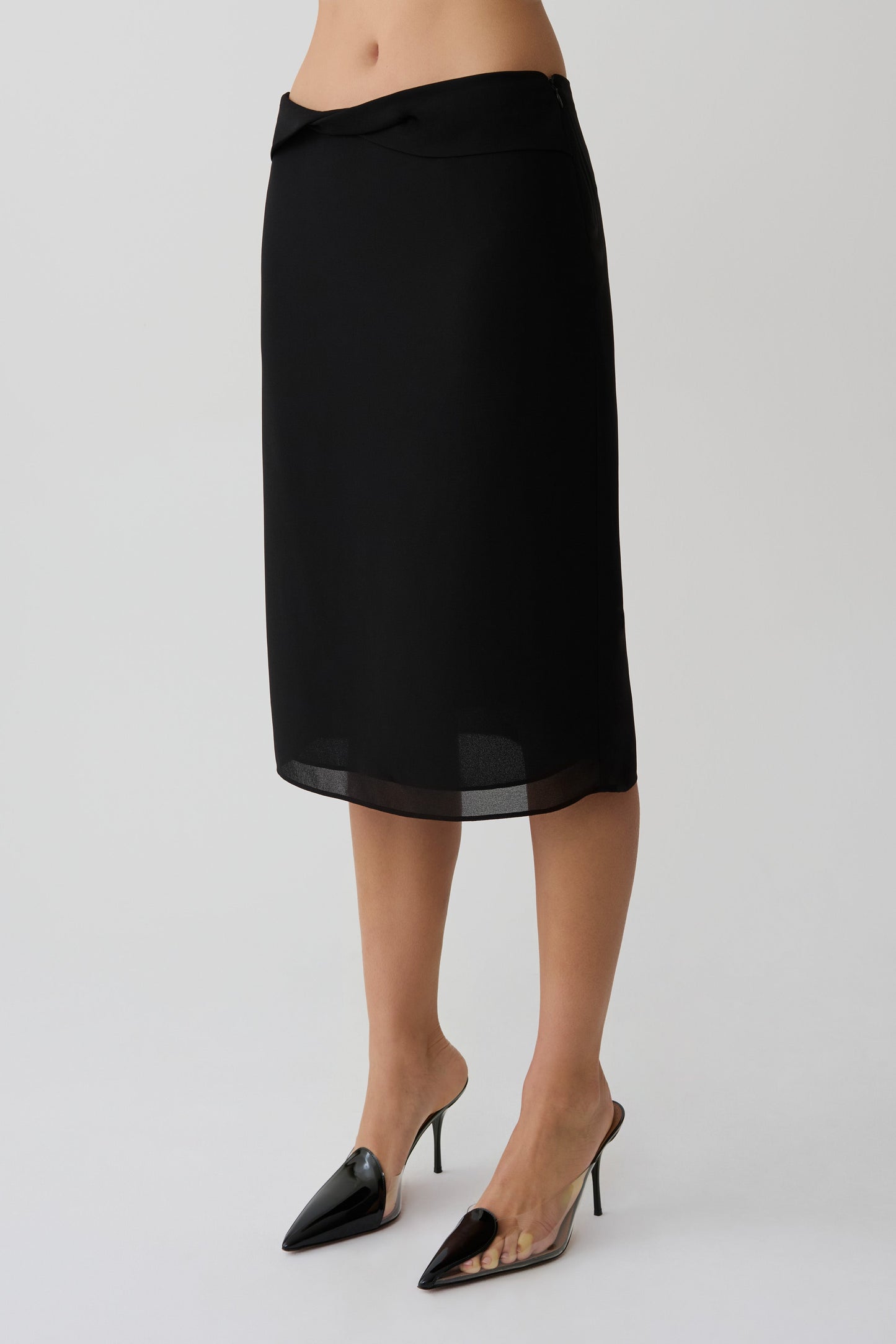 Amelia Chiffon Midi Skirt - Black