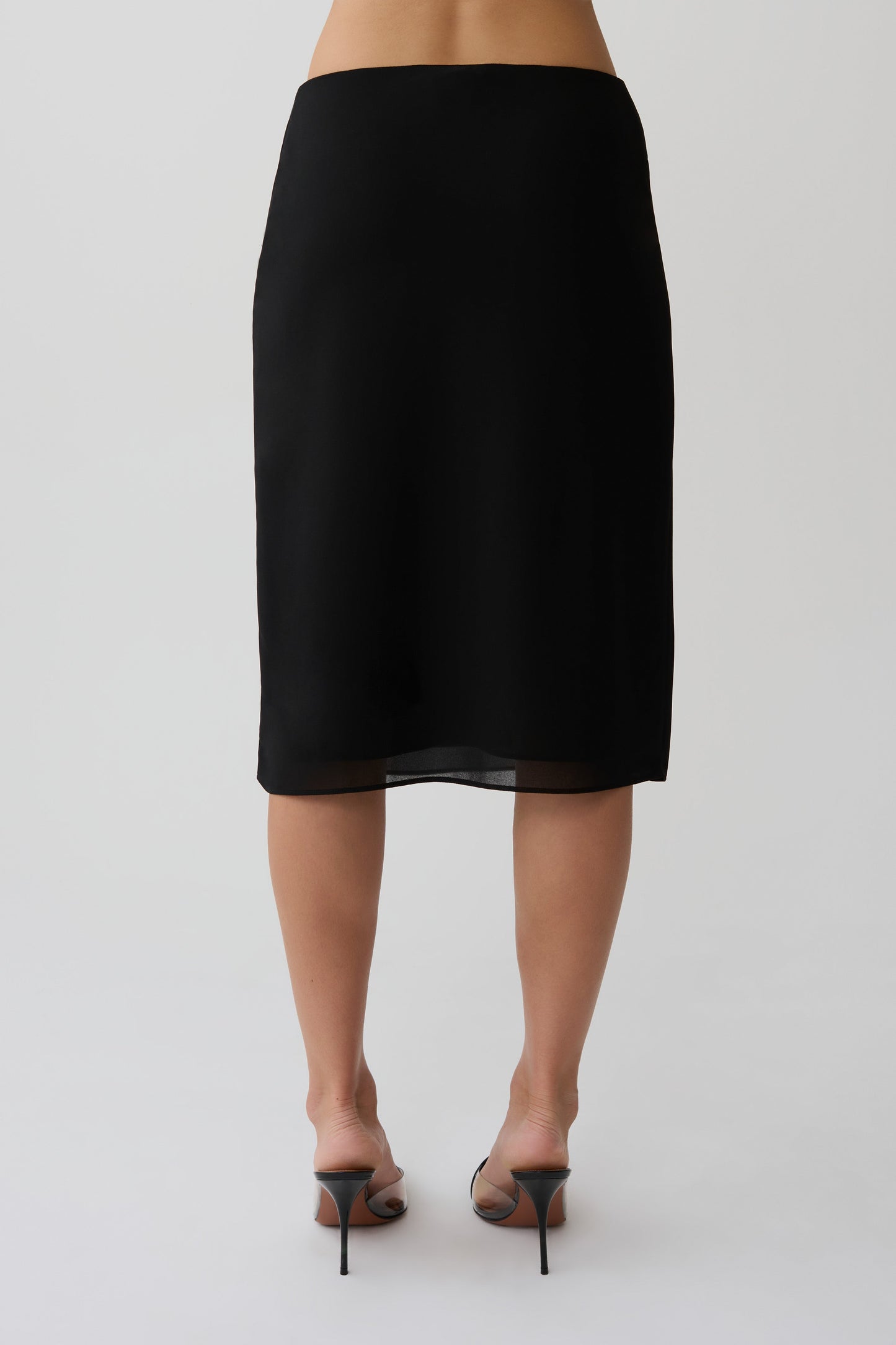 Amelia Chiffon Midi Skirt - Black