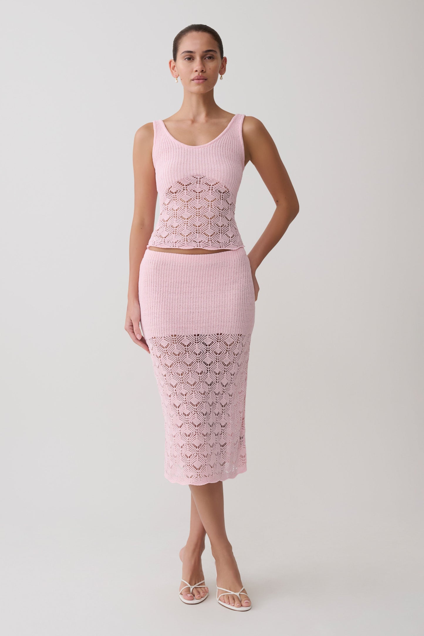 Atlantis Crochet Knit Top - Baby Pink