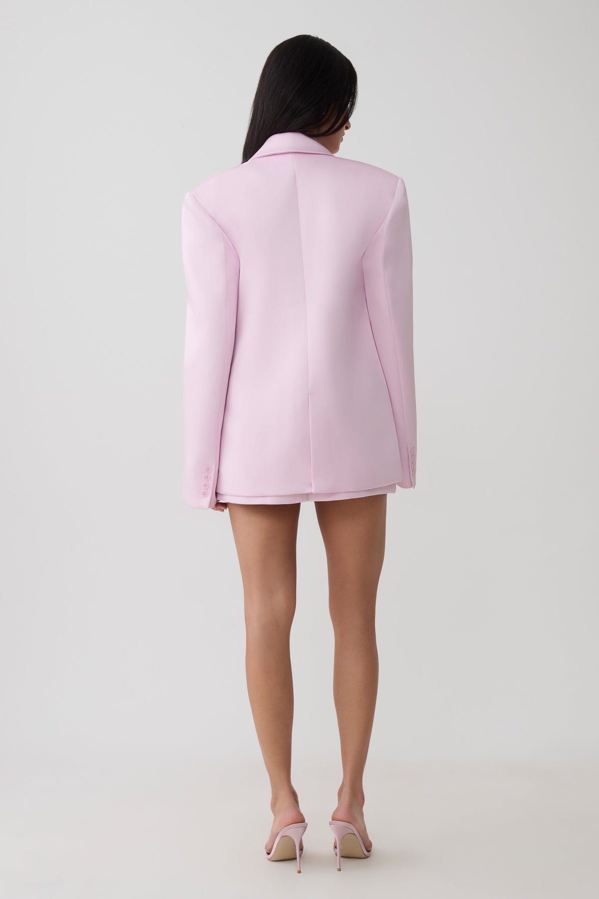 Alicia Structured Satin Blazer - Baby Pink
