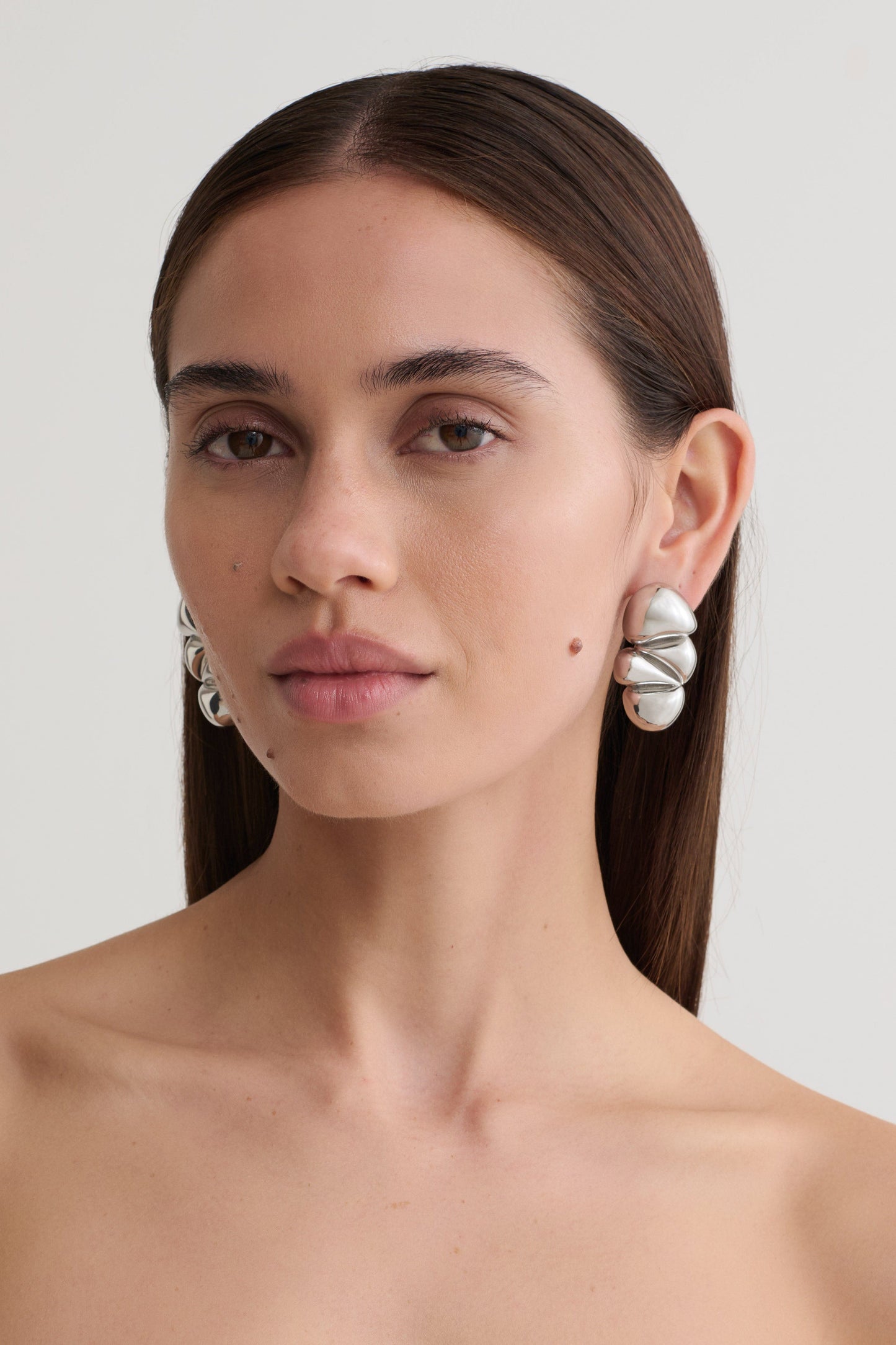 Marney Four-Stack Pebble Earrings - Silver