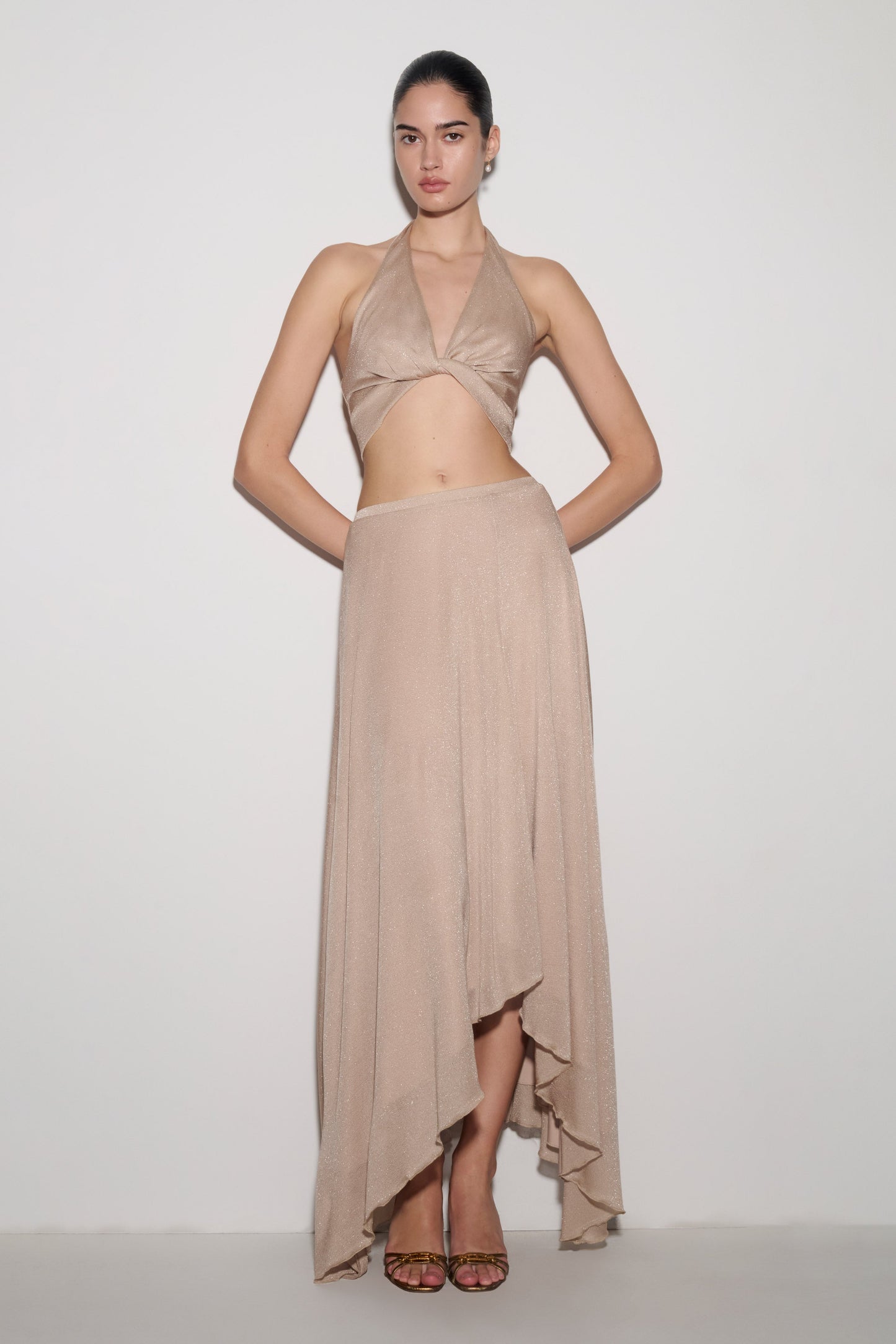 Nola Lurex Maxi Skirt - Gold