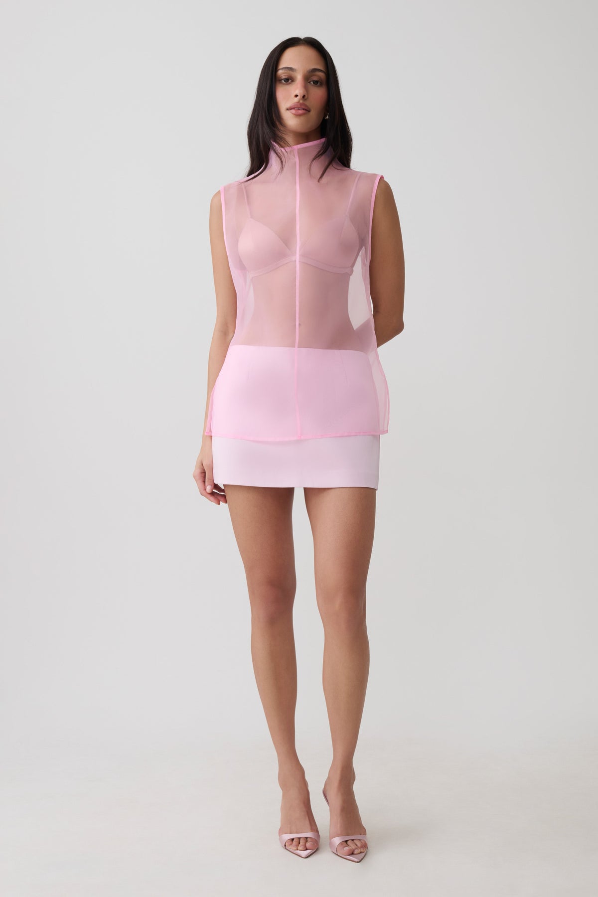 Alicia Satin Mini Skirt - Baby Pink