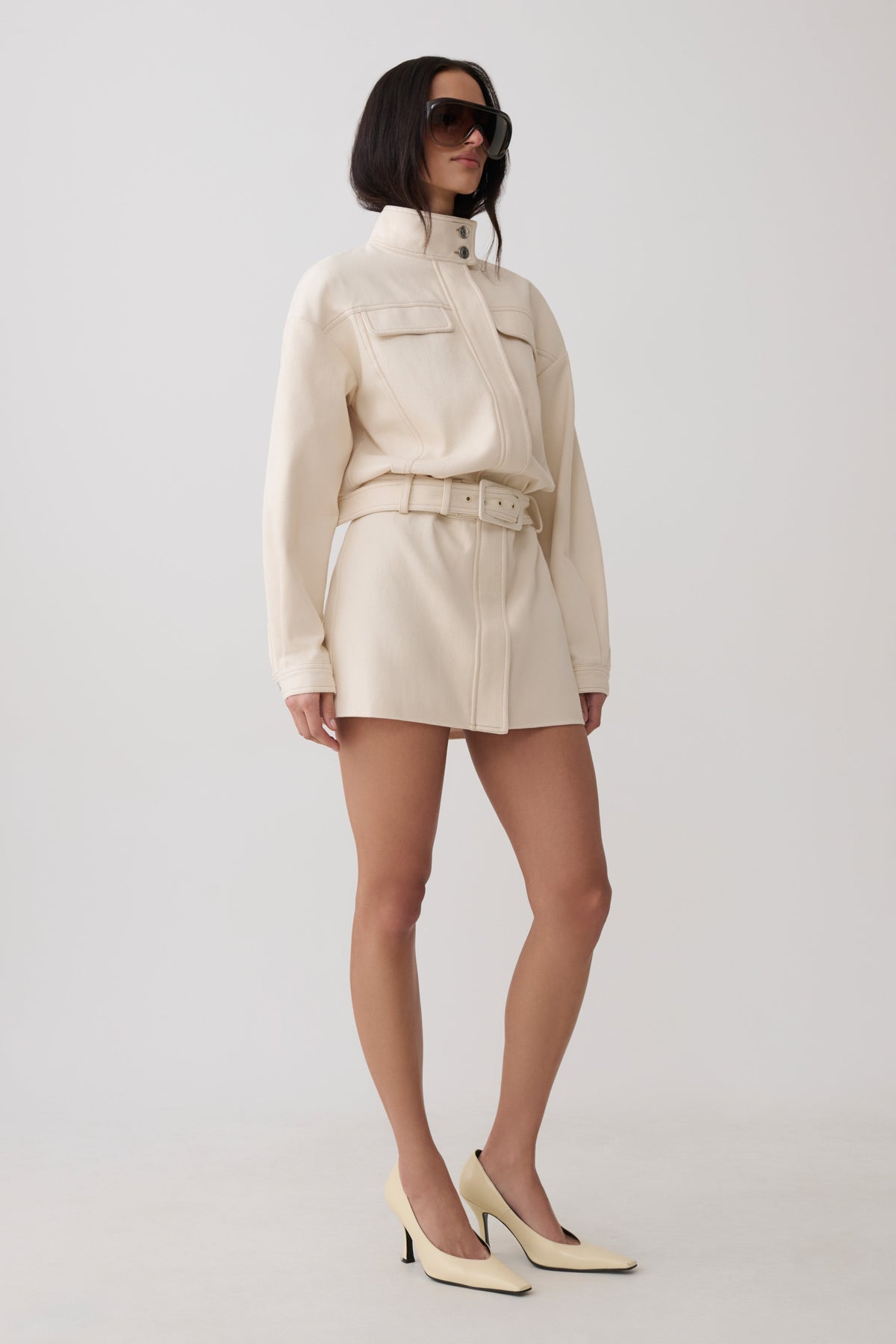 Scott Denim Mini Dress - Cream