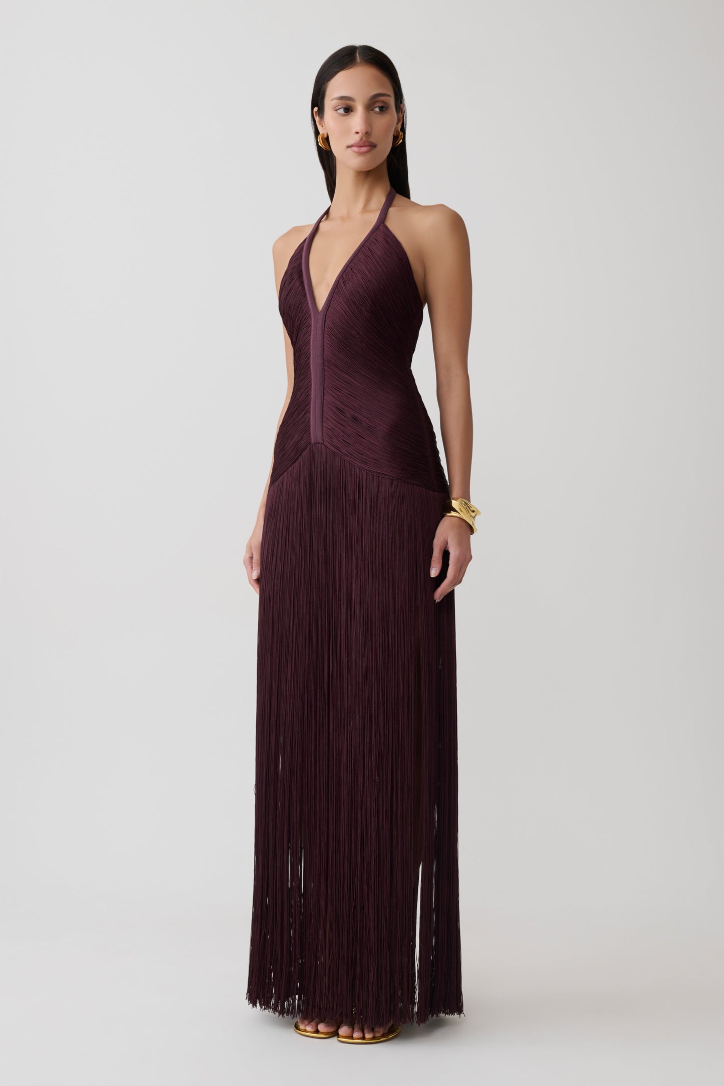 Tiffany Fringe Maxi Dress - Plum