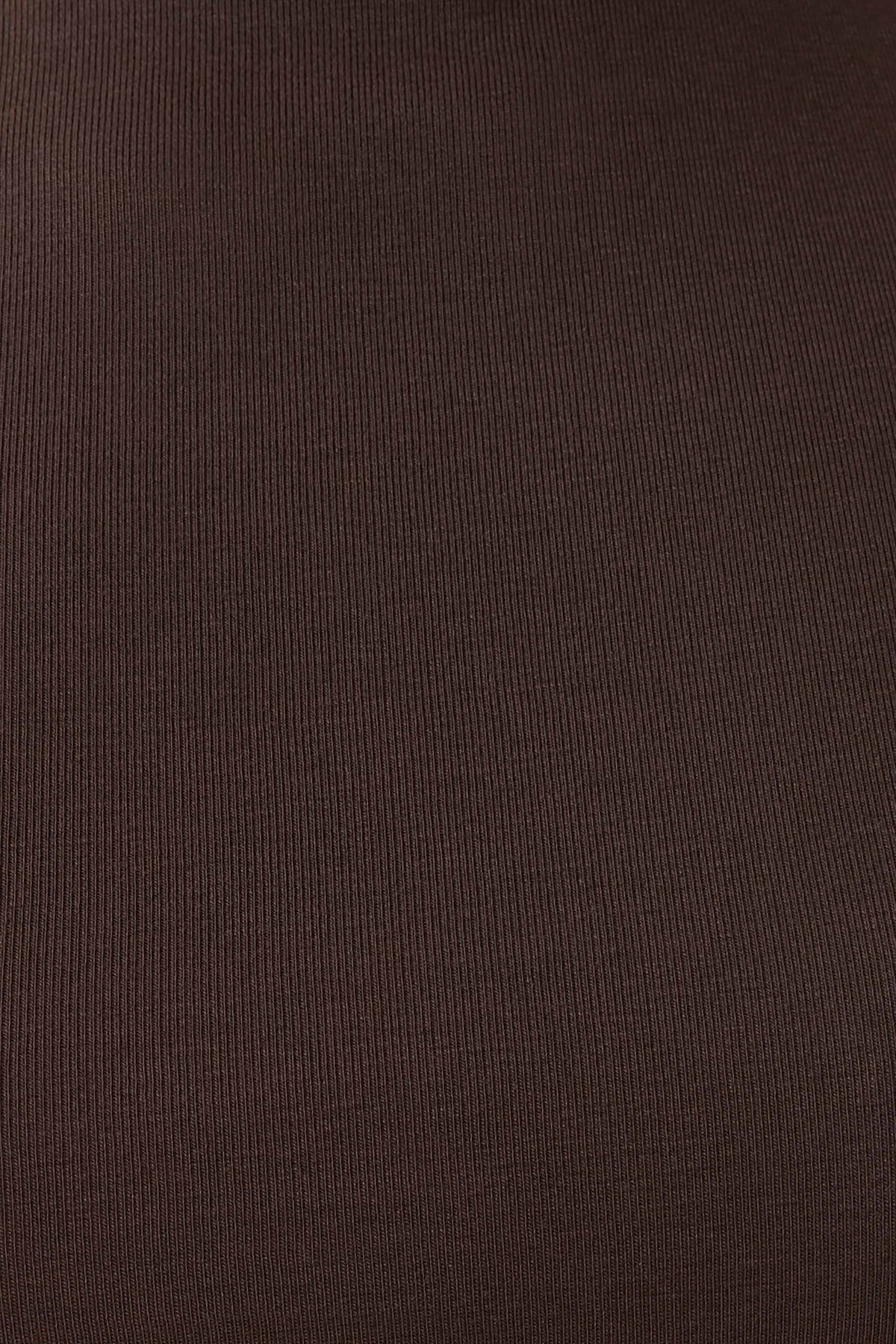 Anfie High Neck Top With Piping Detail - Dark Chocolate