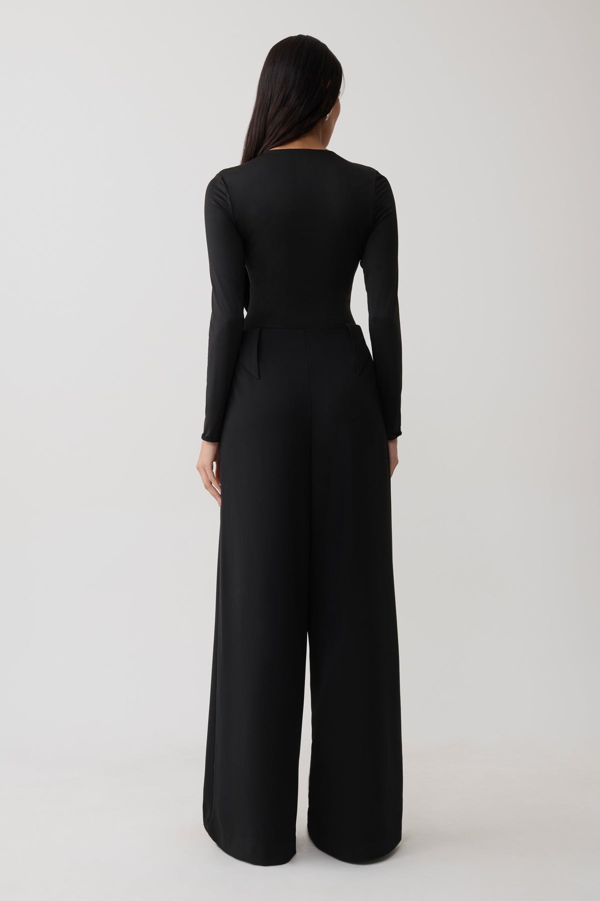 Ren Cowl Long Sleeve Slinky Bodysuit - Black