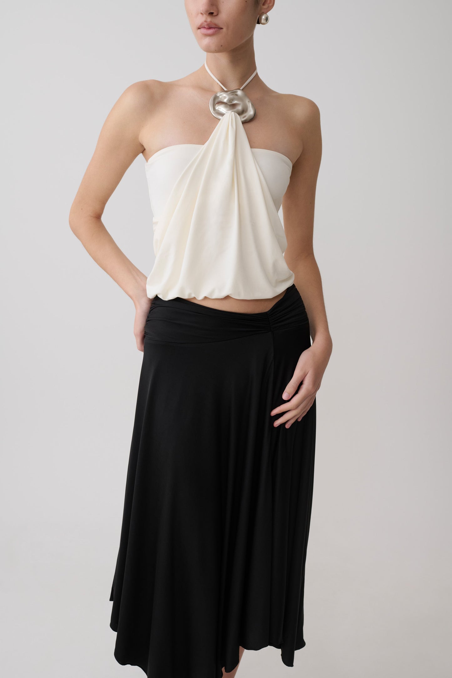 Luu Slinky Midi Skirt - Black