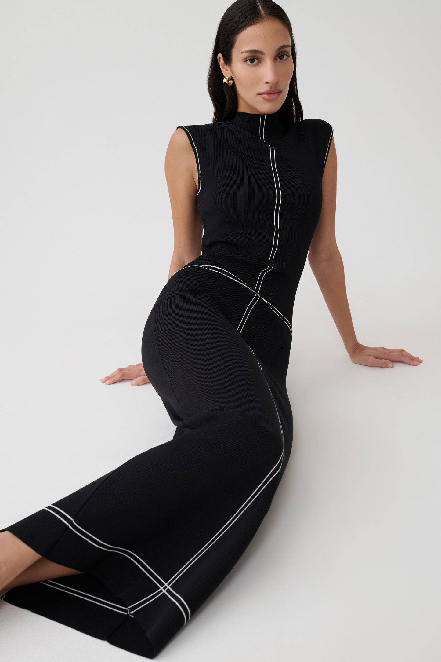 Malone Bandage Knit Midi Dress - Black