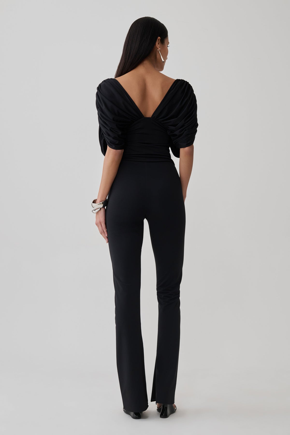 Aerin Gathered Bodice Top - Black