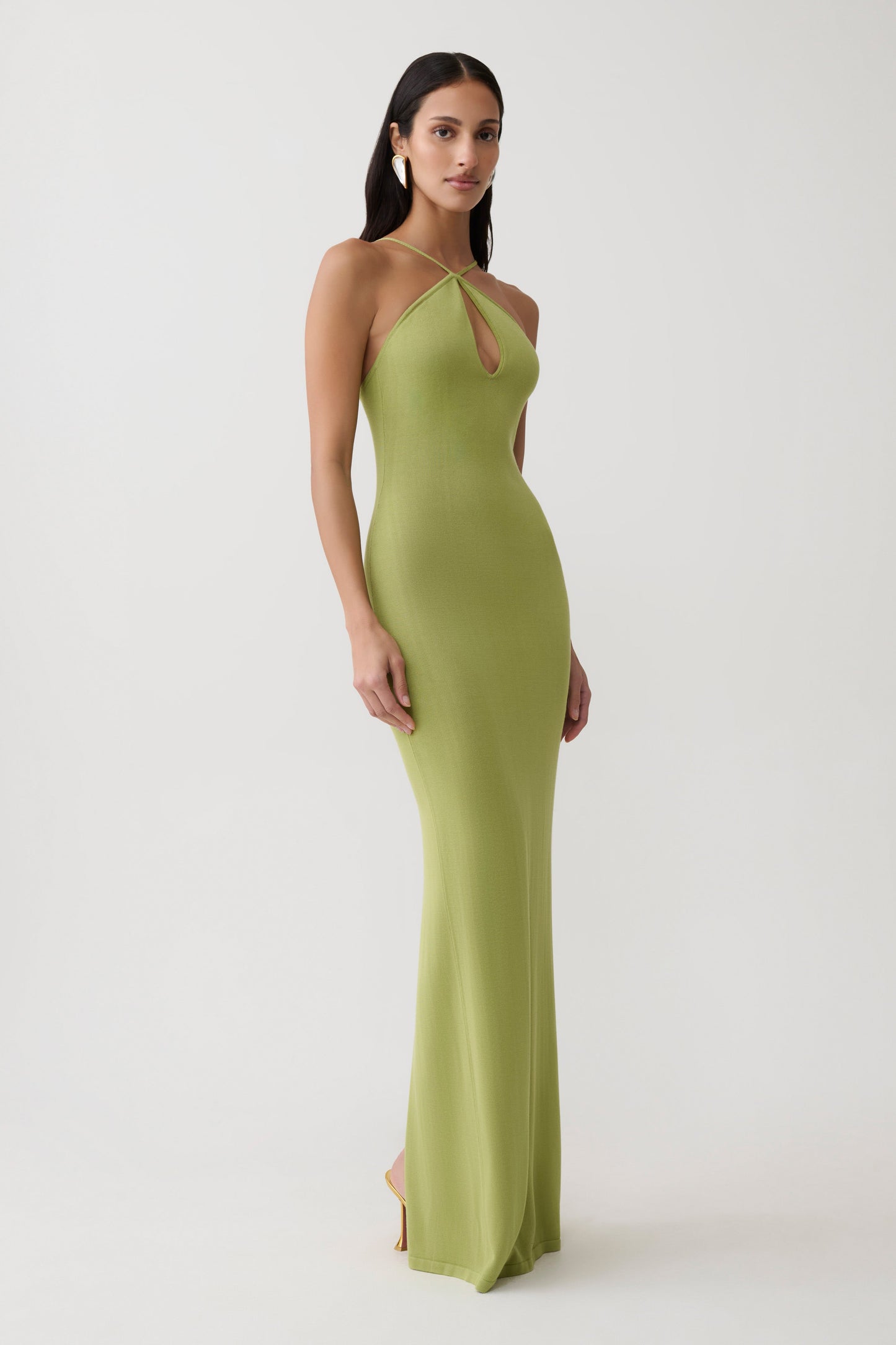 Ashtin Cross Front Knit Maxi Dress - Olive