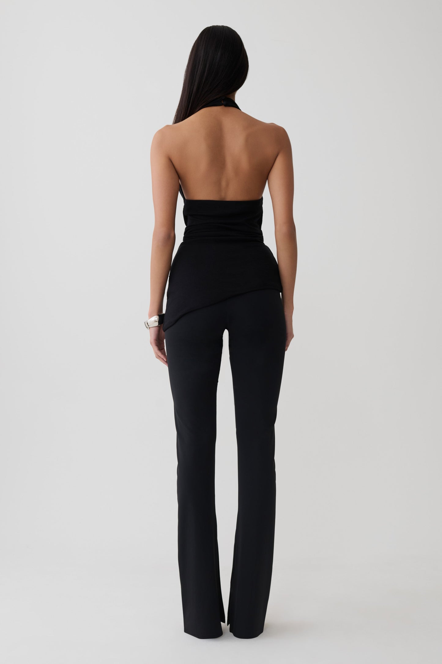 Dolorres Front Tie Halter Top - Black