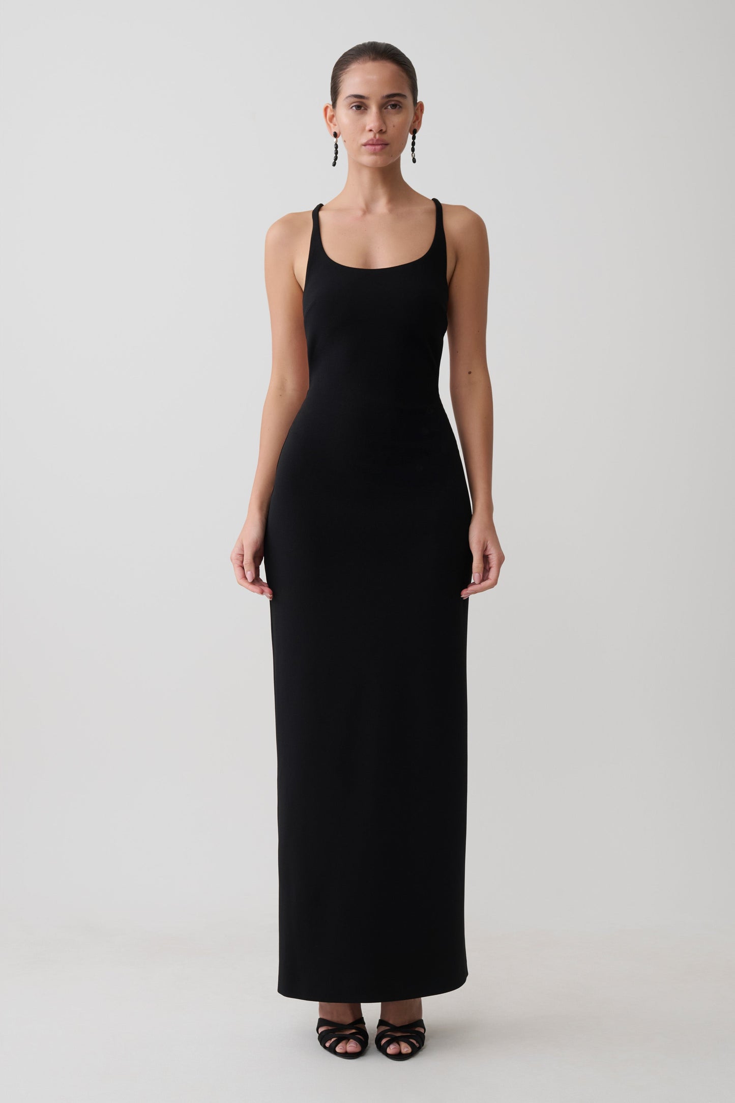 Julian Crepe Strapped Back Maxi Dress - Black