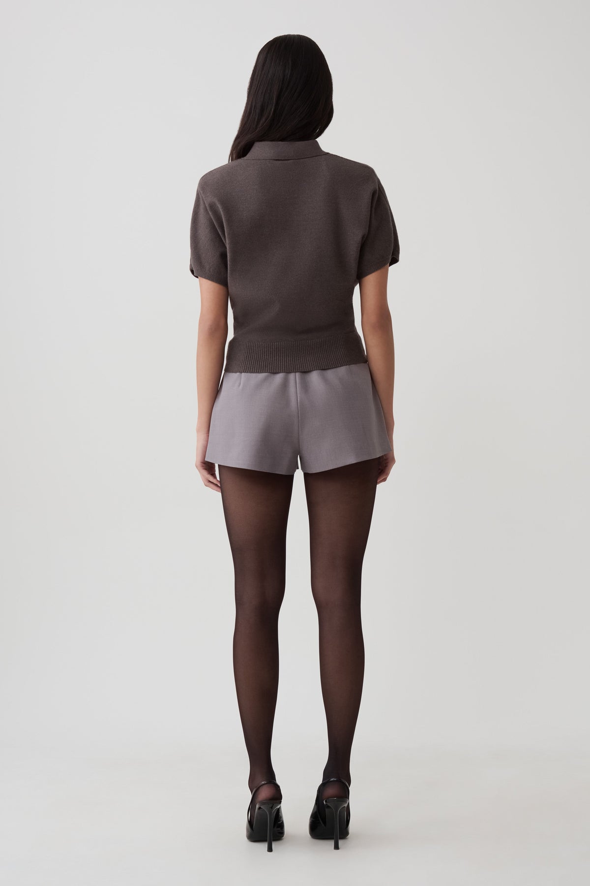 Shirin Knit Top With Shoulder Pads - Grey