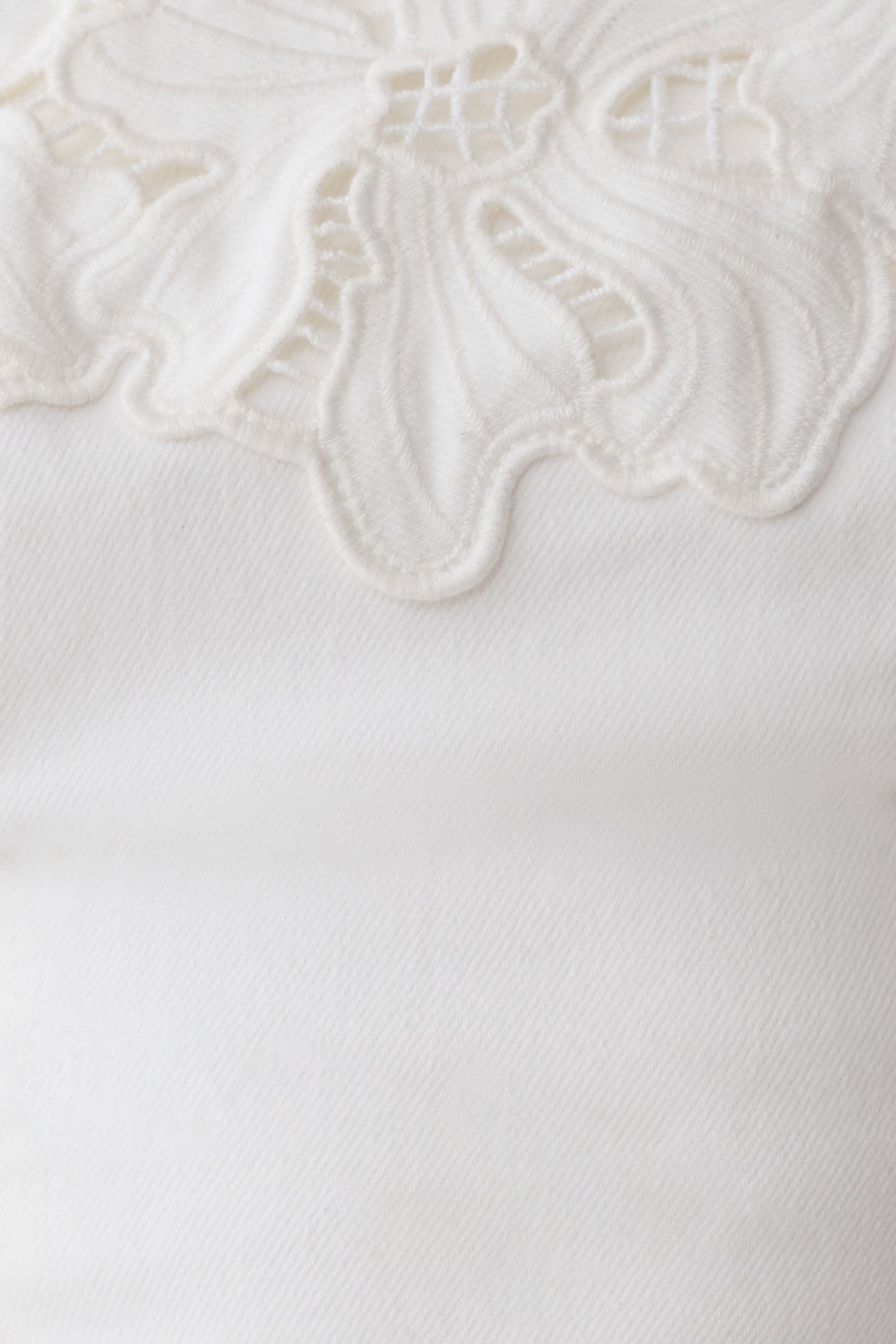 Tillie Flower Embroidery Strapless Denim Top - White