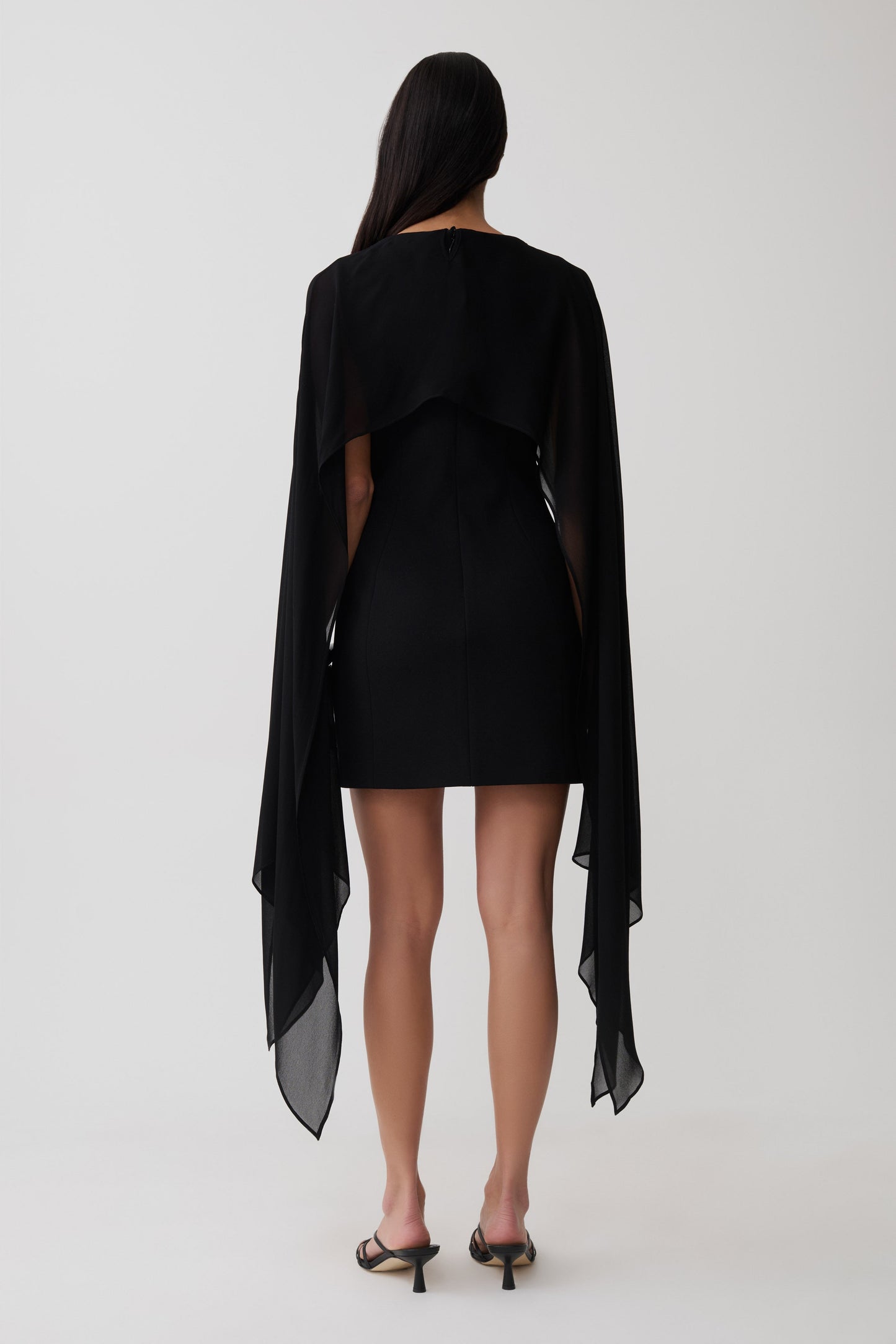 Triana Chiffon Overlay Mini Dress - Black