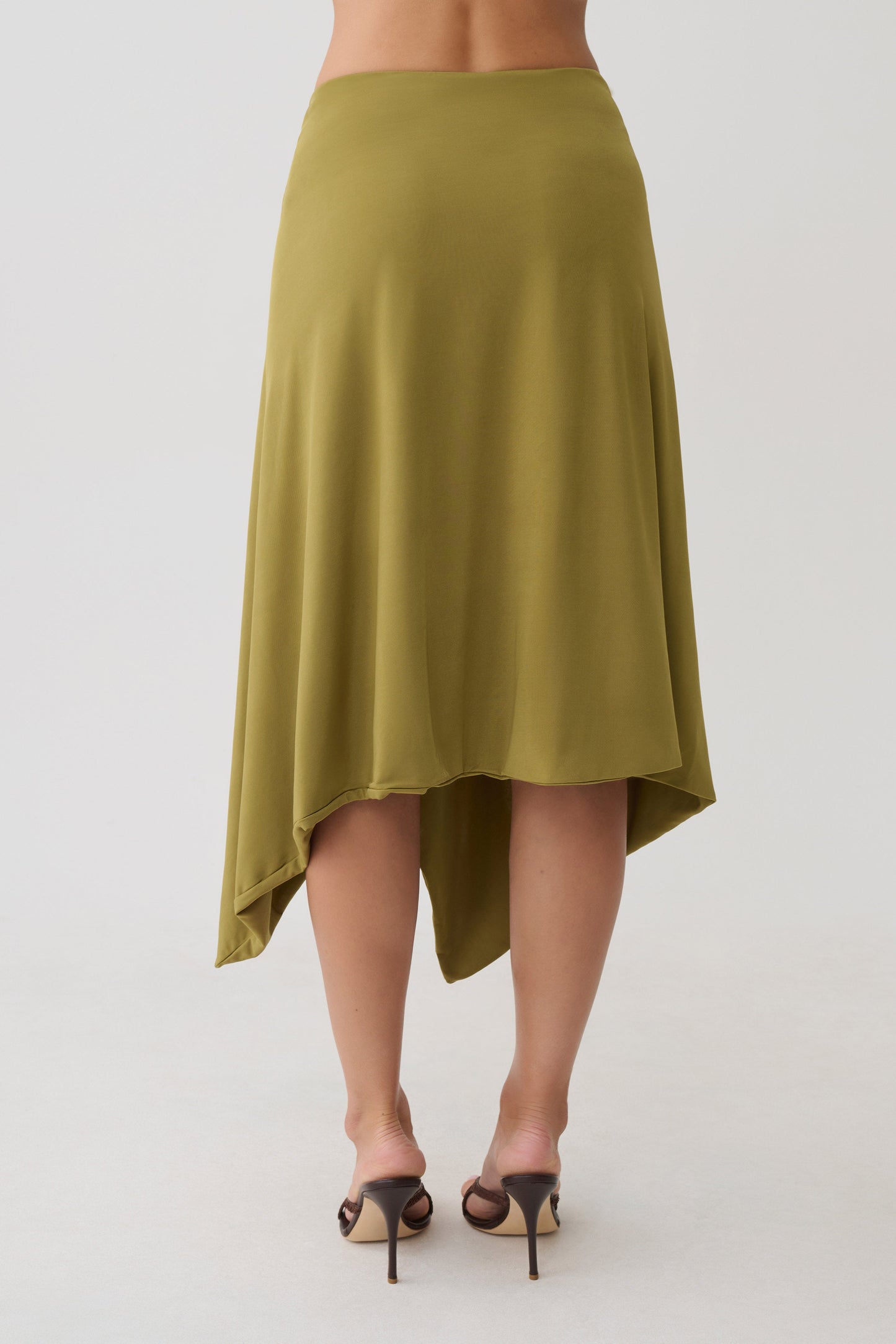 Sault Hankie Midi Skirt with Hardware - Martini Olive
