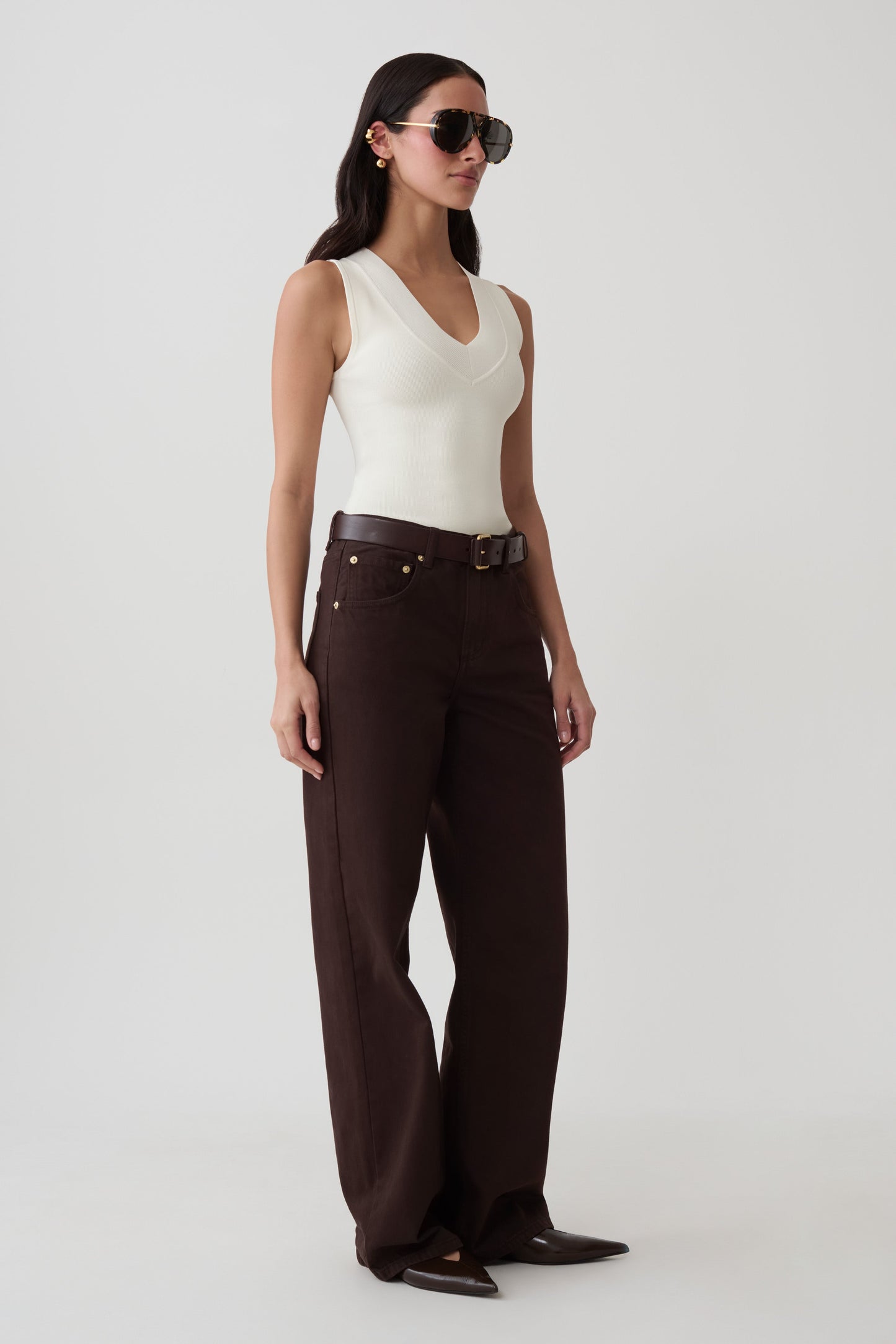Claudina V-Neck Knit Tank - Ivory