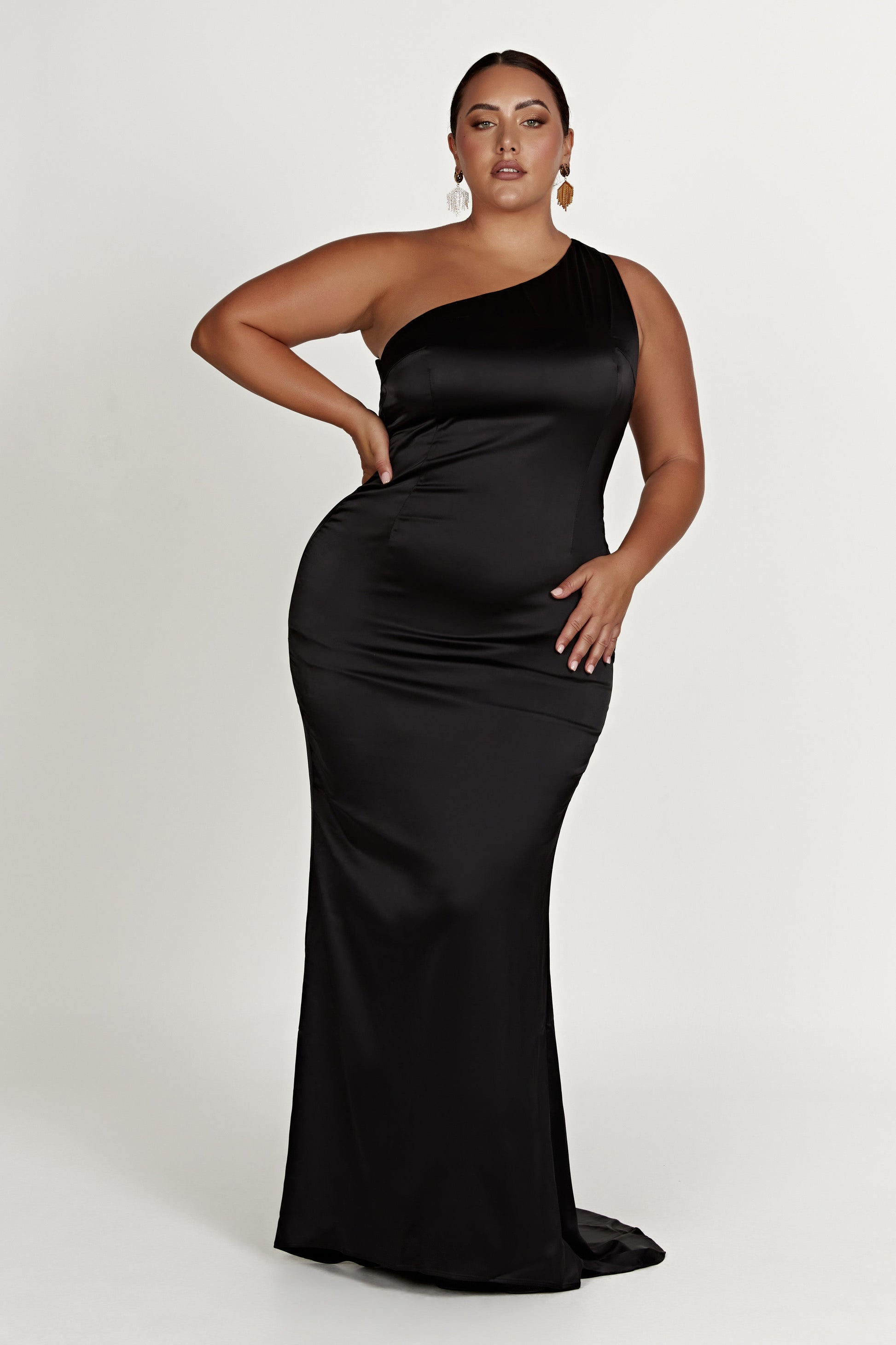Harper One Shoulder Gown - Black #6
