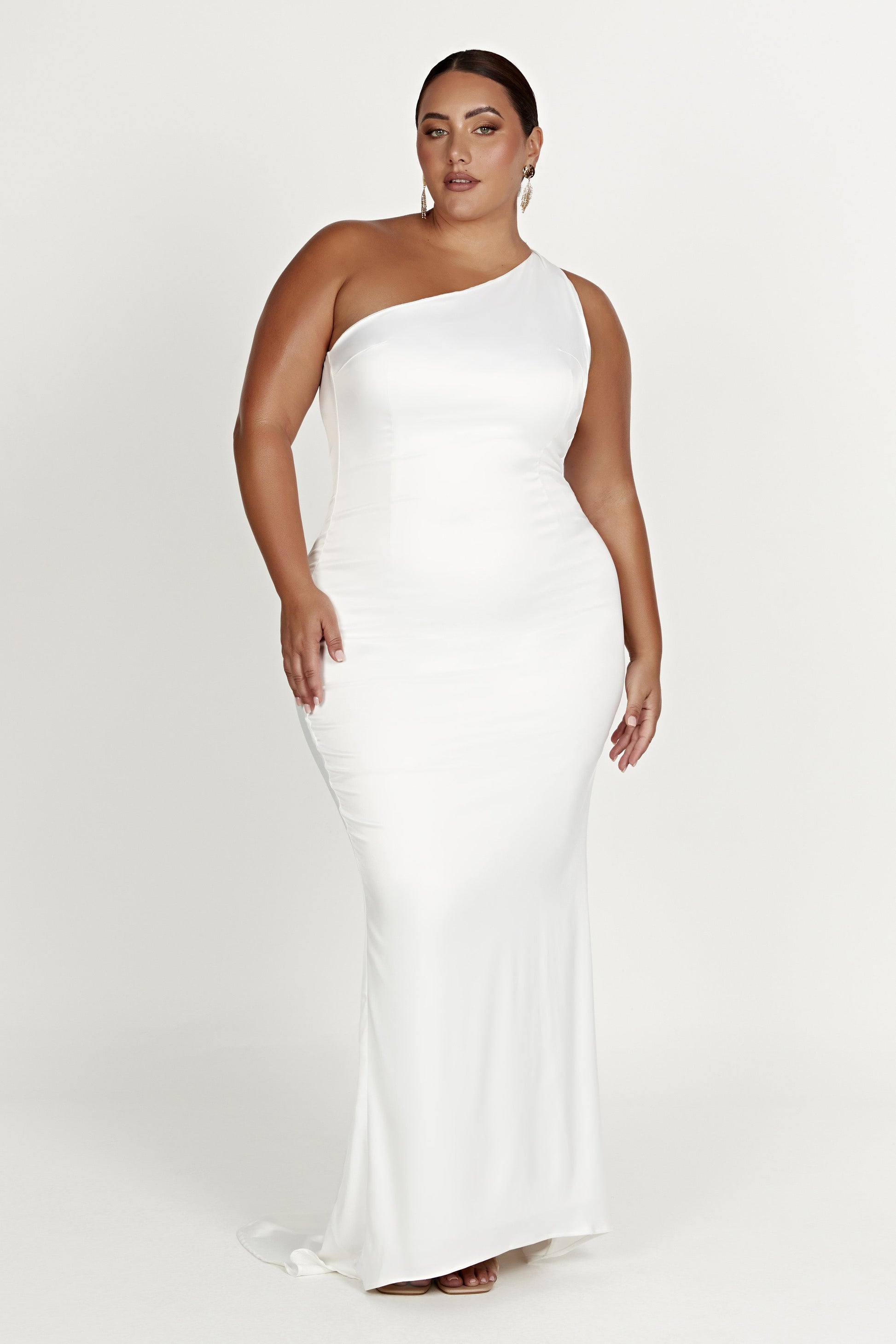 Harper One Shoulder Gown - White #8