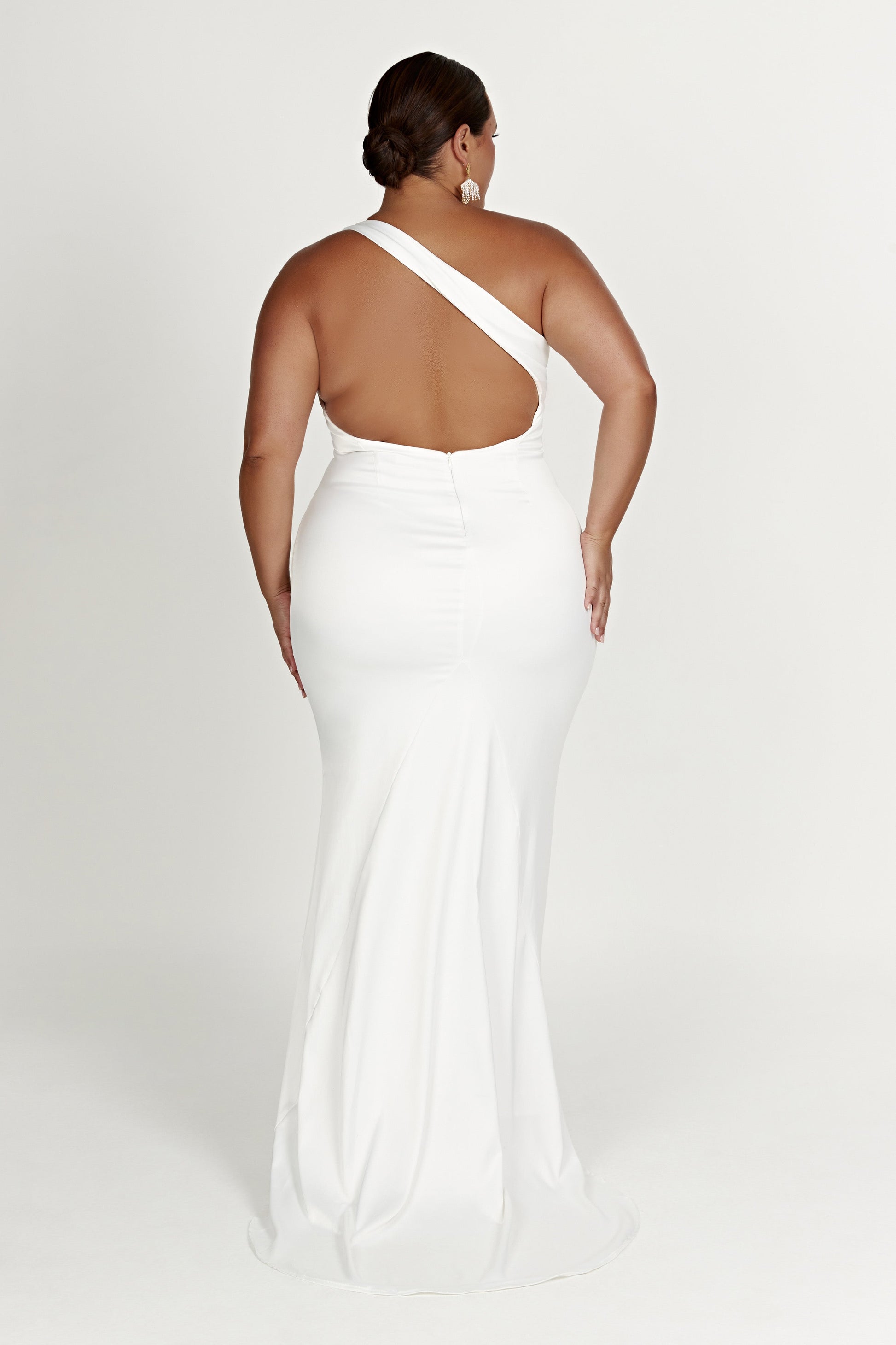 Harper One Shoulder Gown - White #7