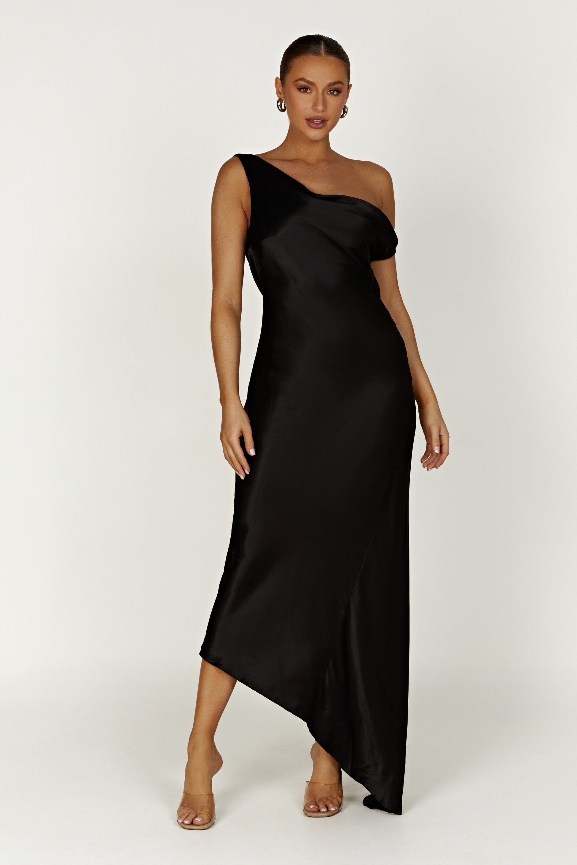 Yvette Slip Maxi Dress With Asymmetrical Hem - Black #3