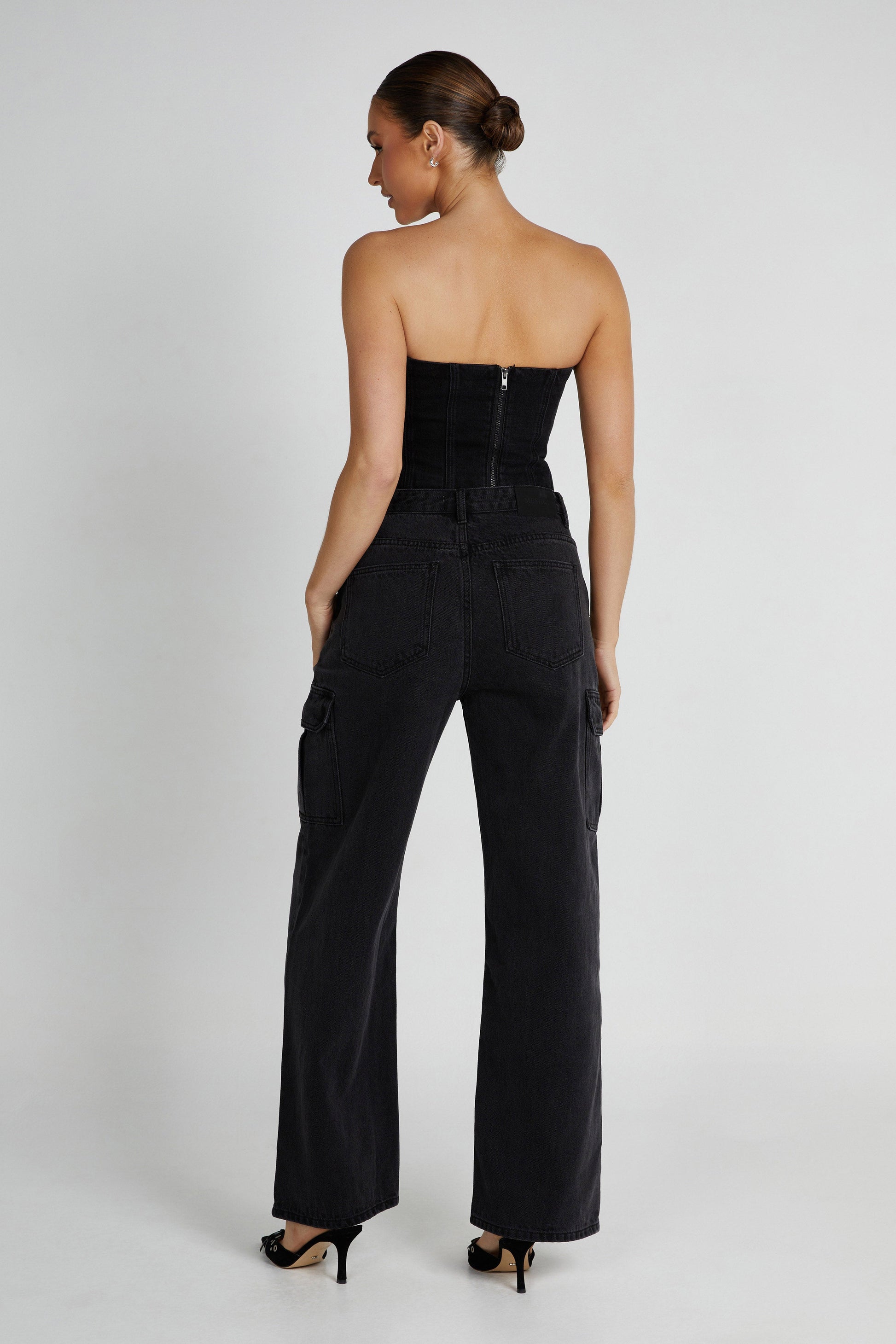 Jordana Denim Tube Top - Washed Black #8