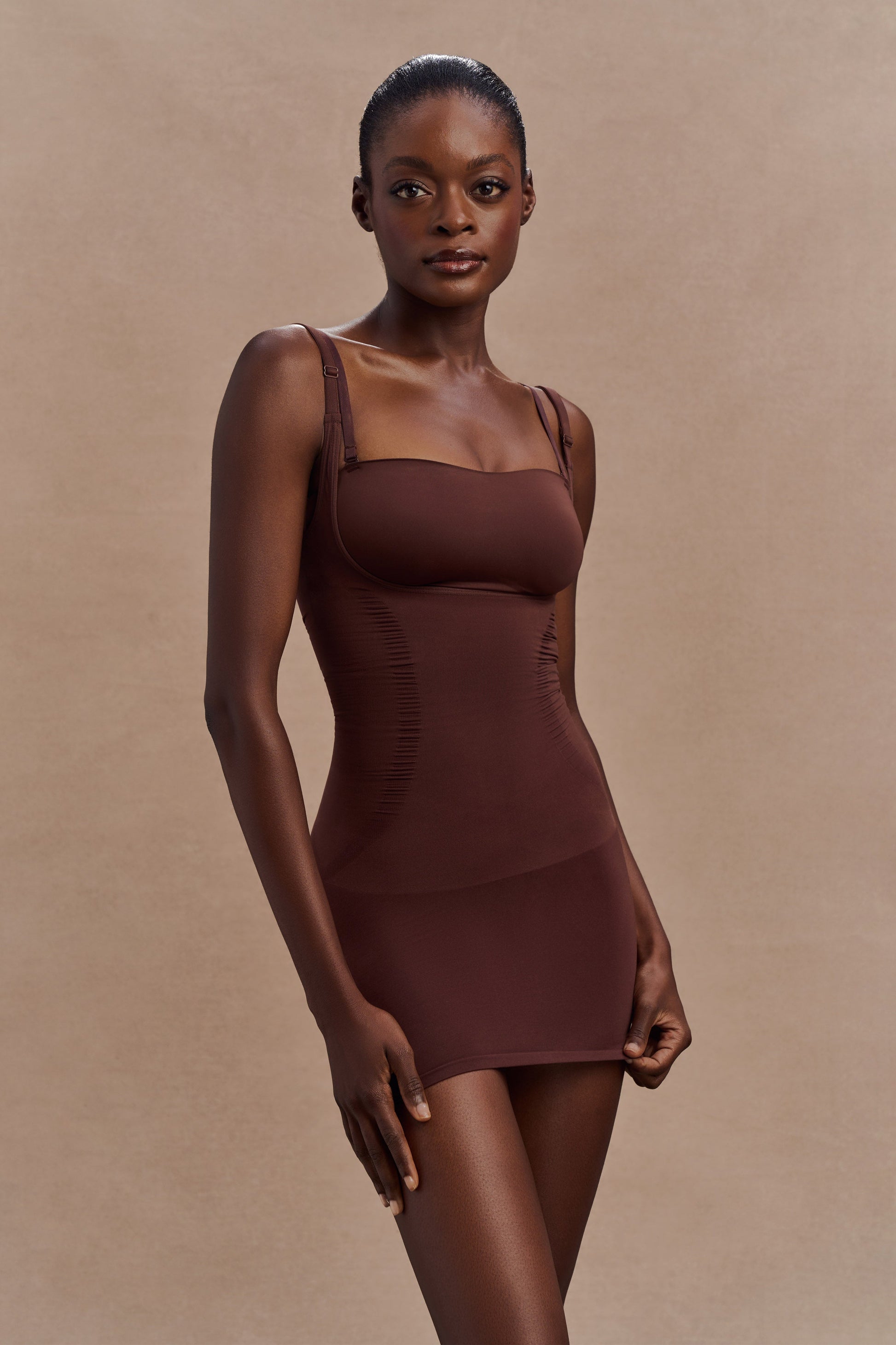 Jocelyn Backless Shapewear Mini Dress - Espresso #3