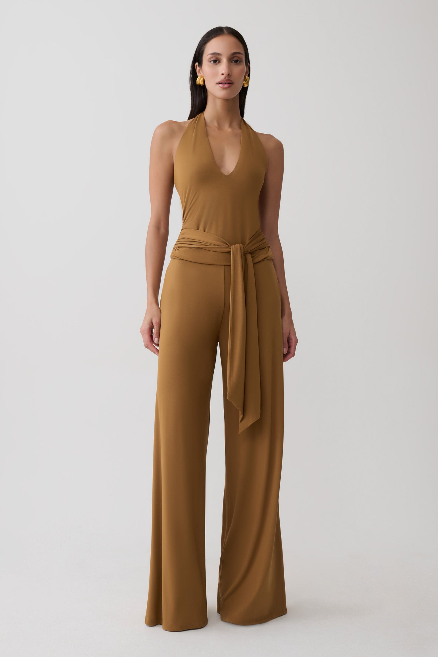 Daine Peached Jersey Halter Top - Caramel
