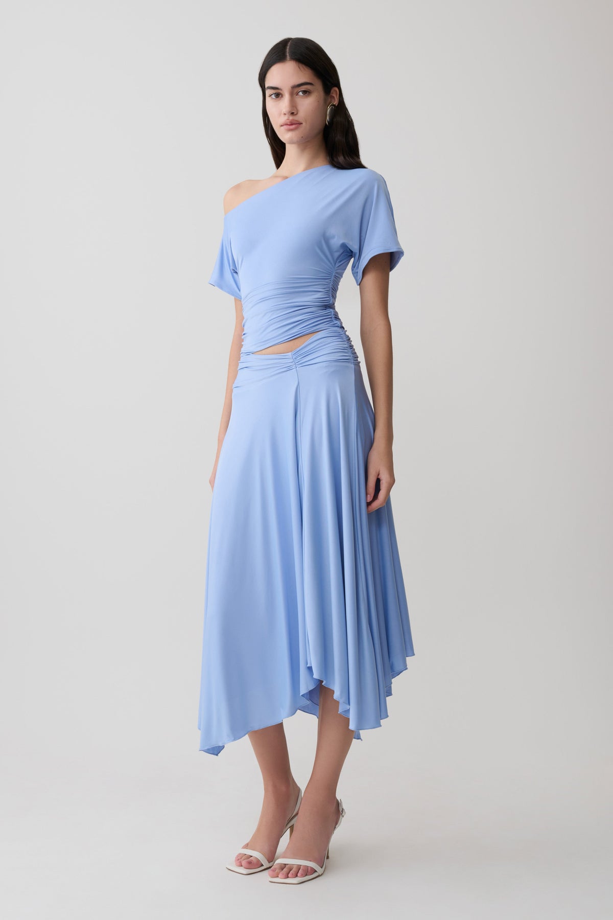 Luu Off Shoulder Slinky Top - Sea Blue
