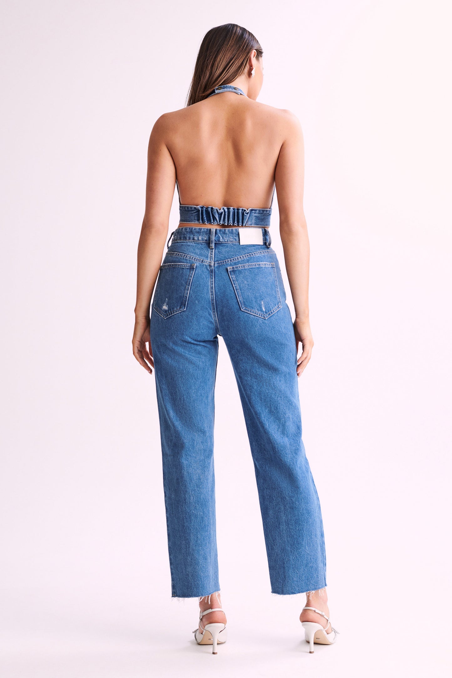Kelly-Anne Denim Halter Top - 70'S Blue