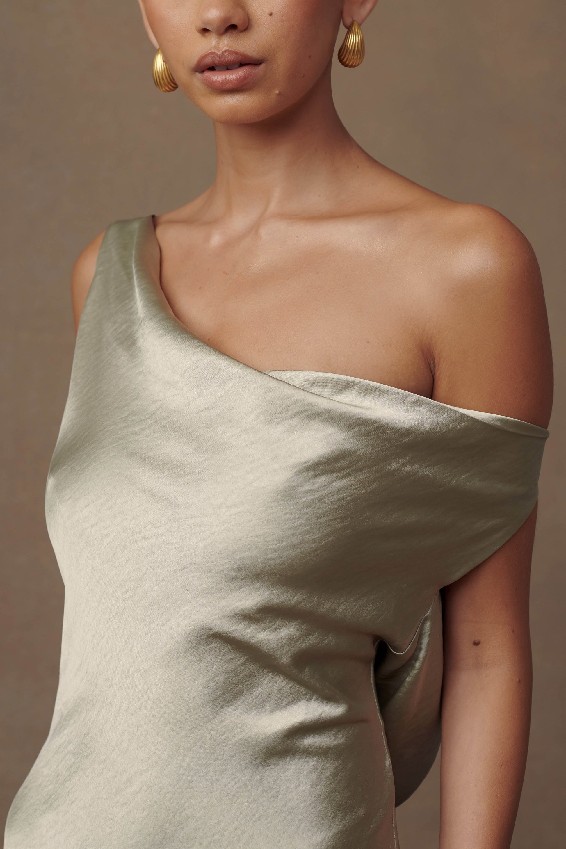 Yvette Slip Maxi Dress With Asymmetrical Hem - Sage #4