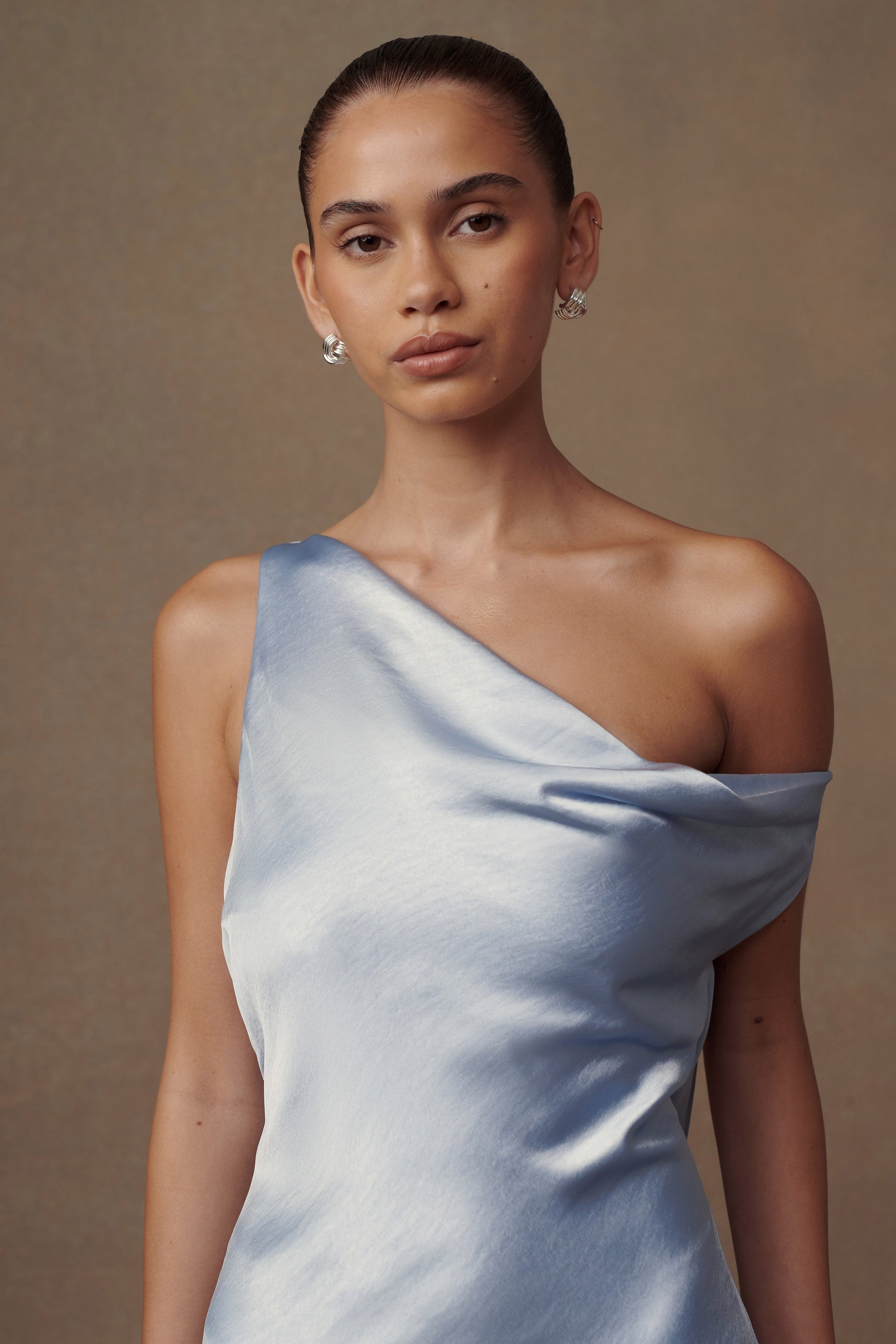 Yvette Slip Maxi Dress With Asymmetrical Hem - Cornflower Blue #3