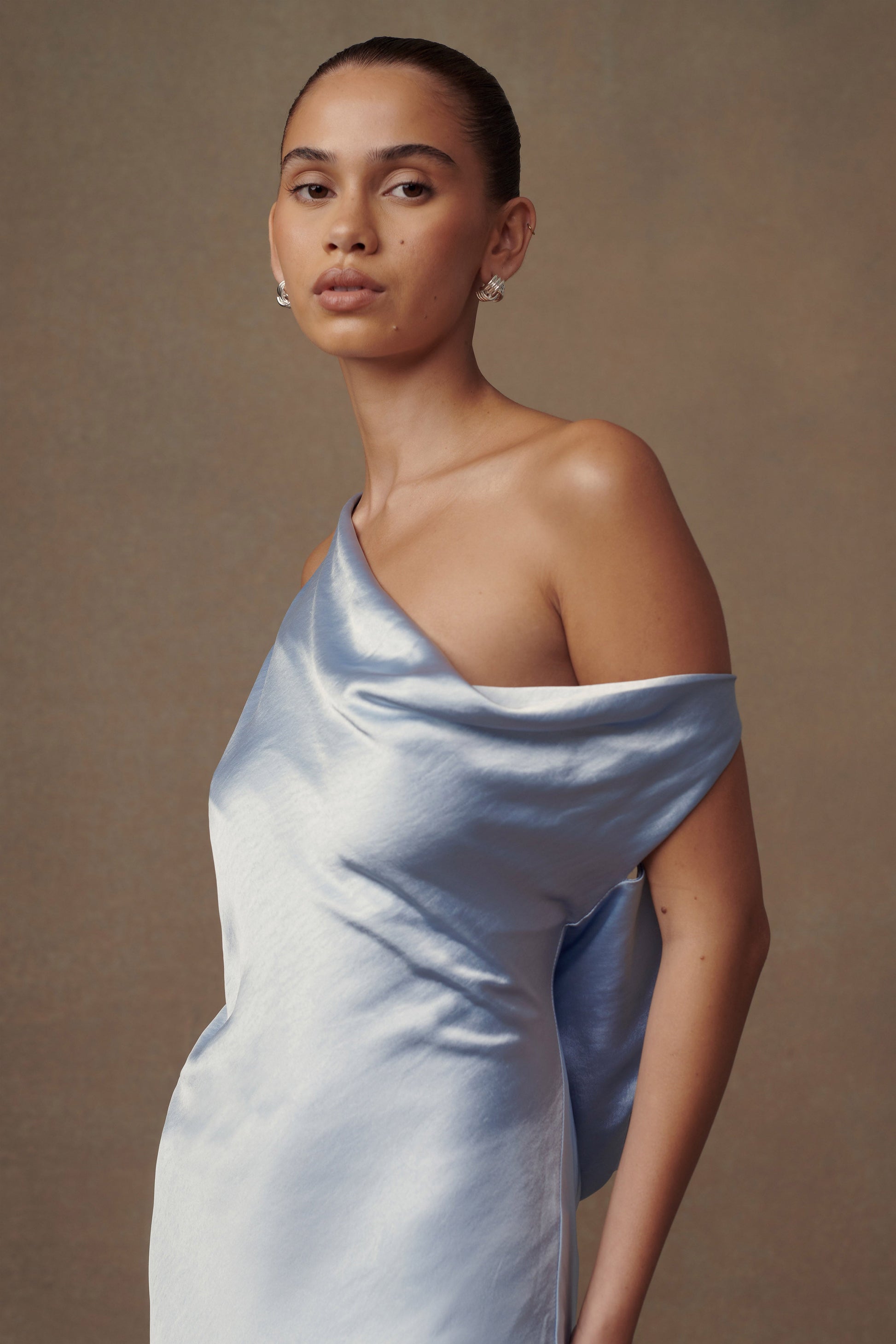 Yvette Slip Maxi Dress With Asymmetrical Hem - Cornflower Blue #6