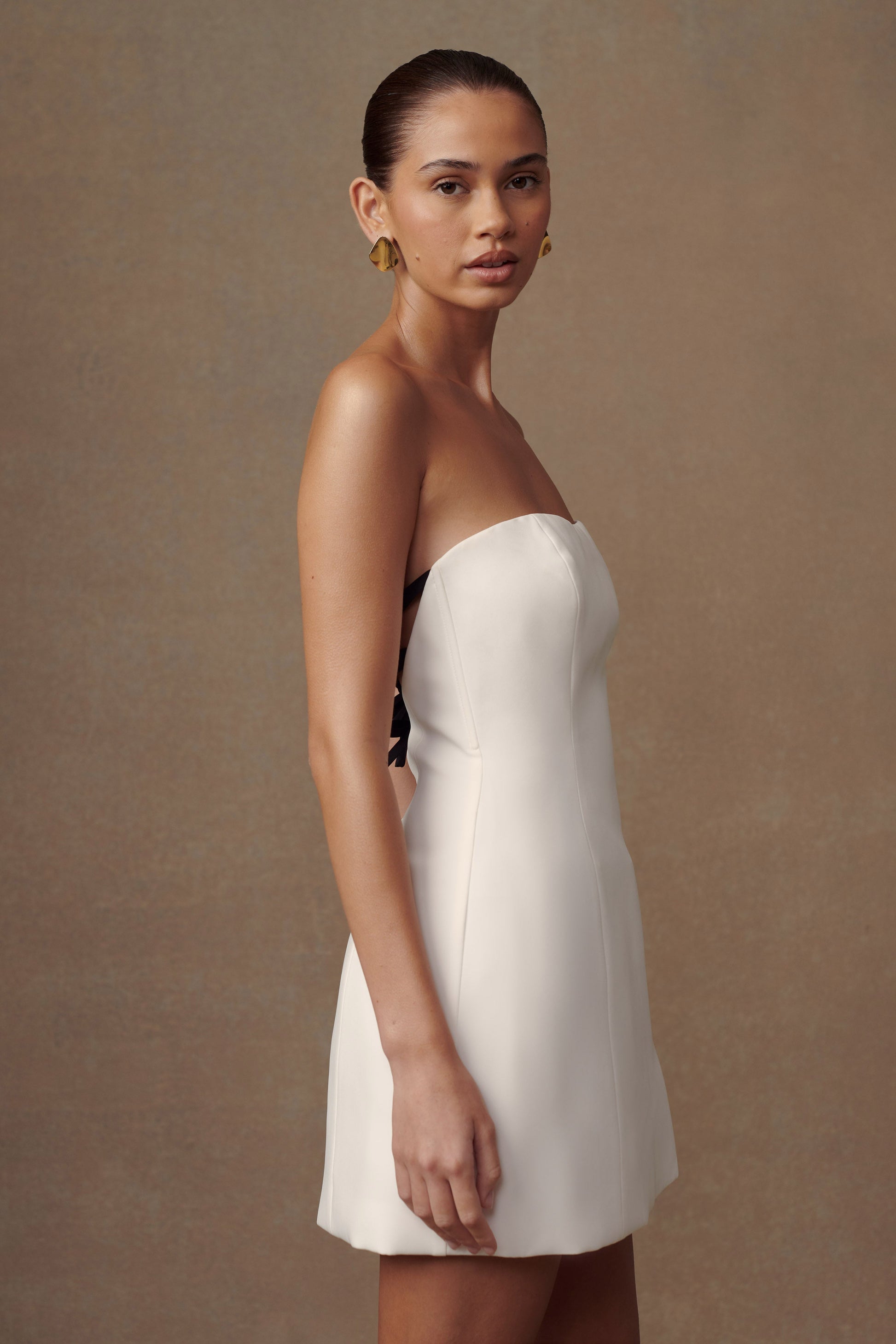 Neeka Strapless Bow Back Mini Dress - White #6