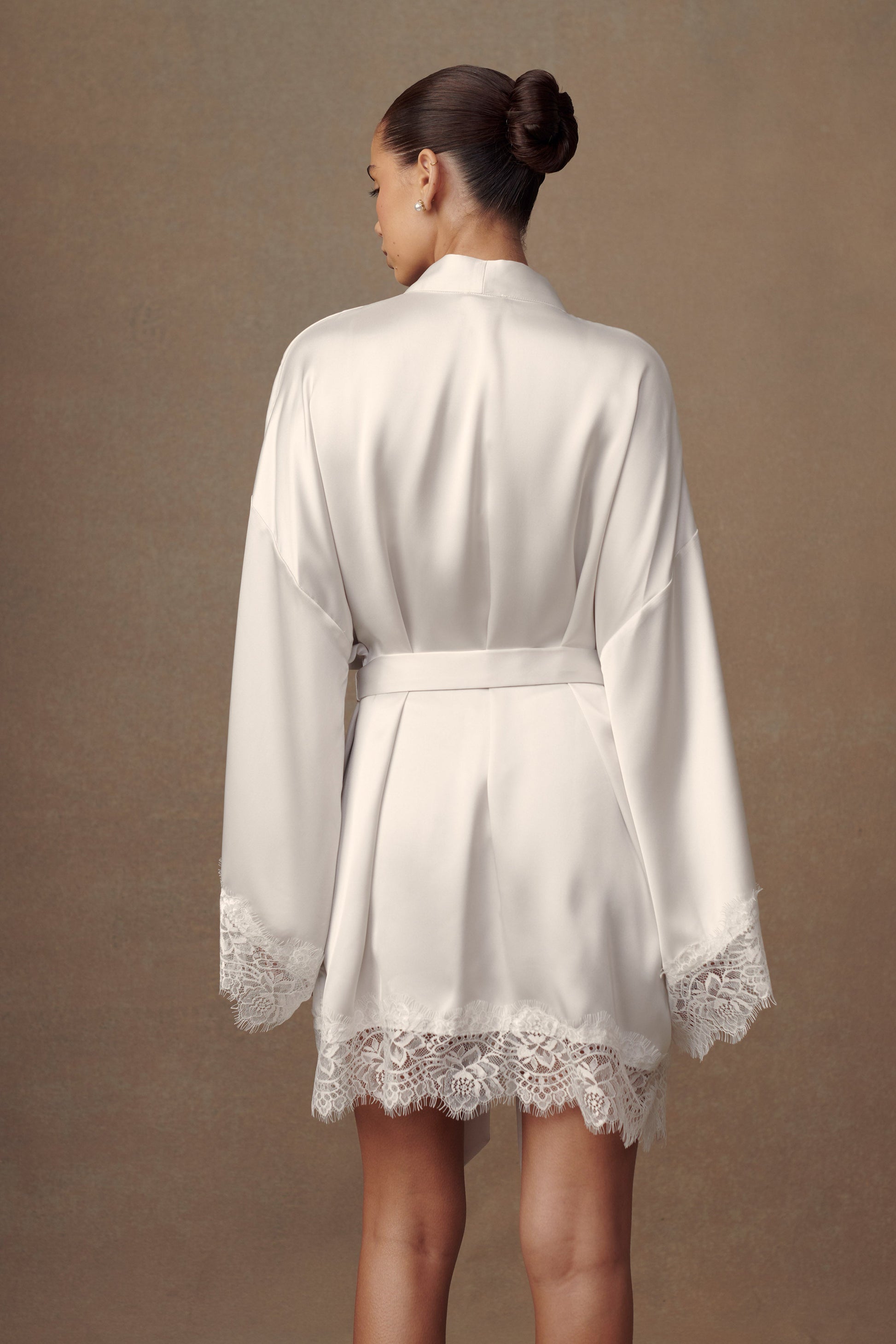 Annabeth Lace Trim Bridal Robe - White #3