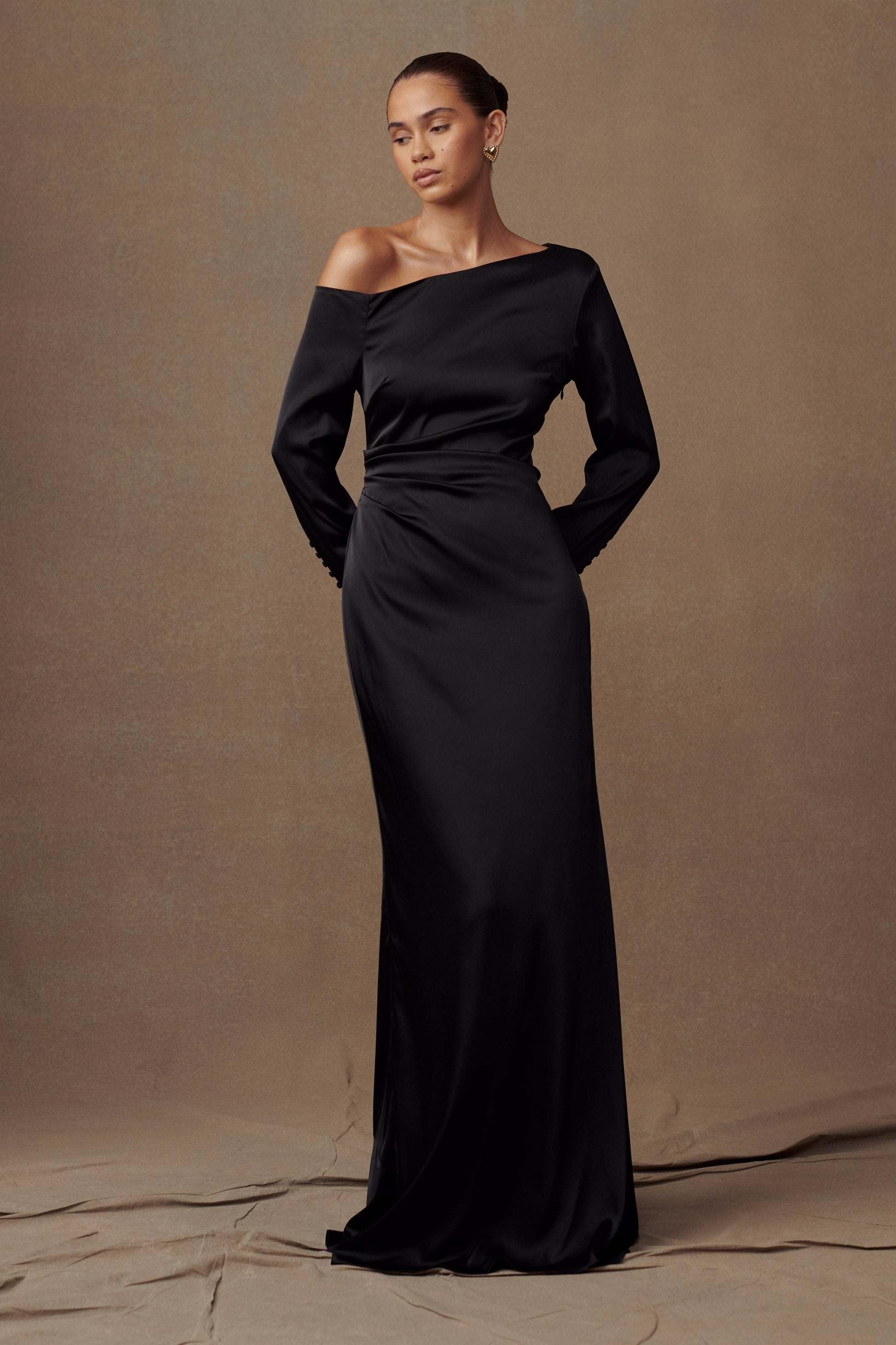 Avery Long Sleeve Maxi Dress - Black #2