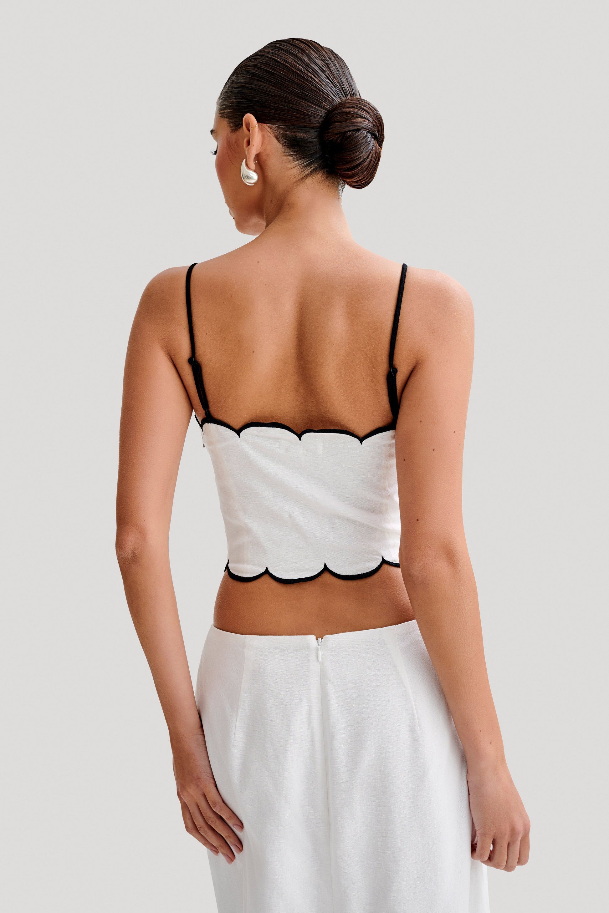 Alessio Scalloped Linen Top - Ivory #4