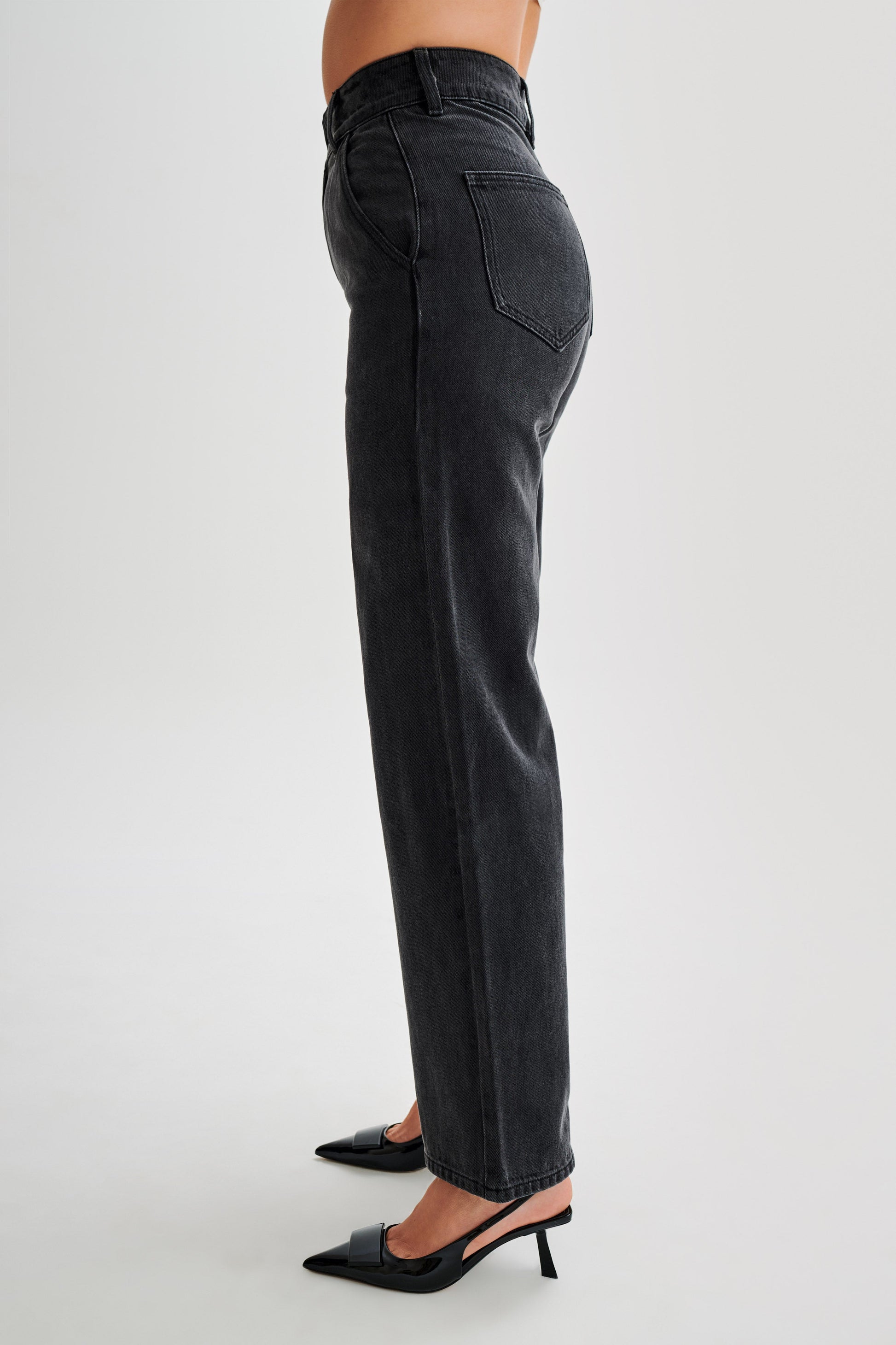 Roxy Wide Leg High Waist Denim Jeans - Washed Black #9