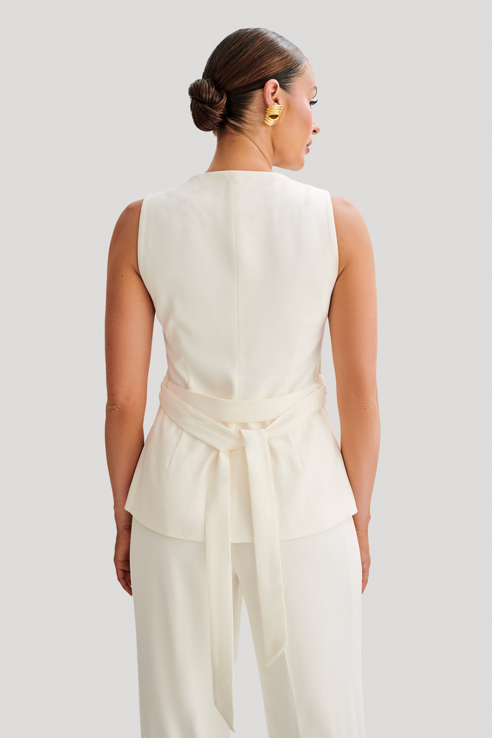 Amelie Suiting Longline Vest - Ivory #3