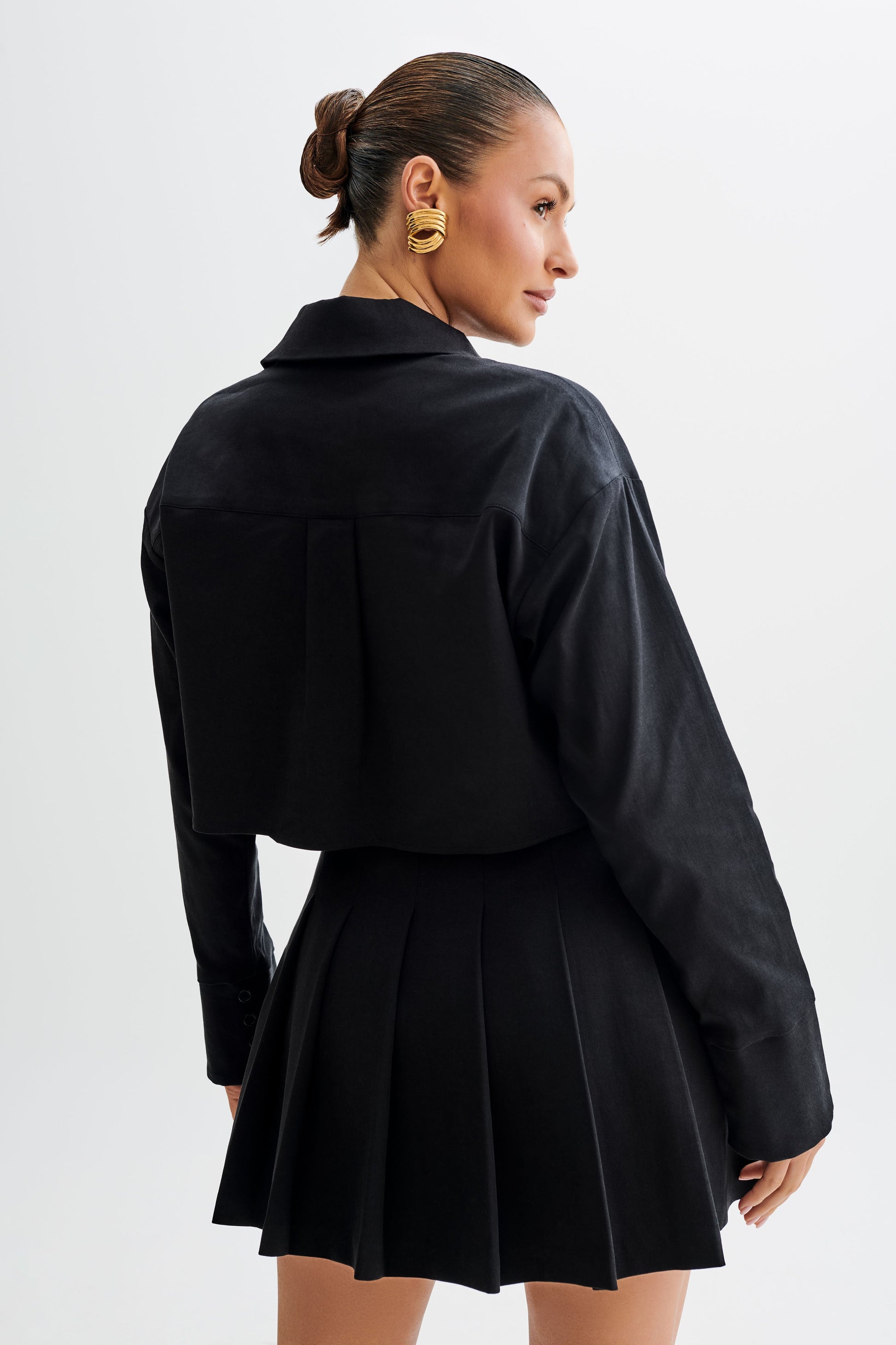 Julianna Cotton Button Up Shirt - Black #3