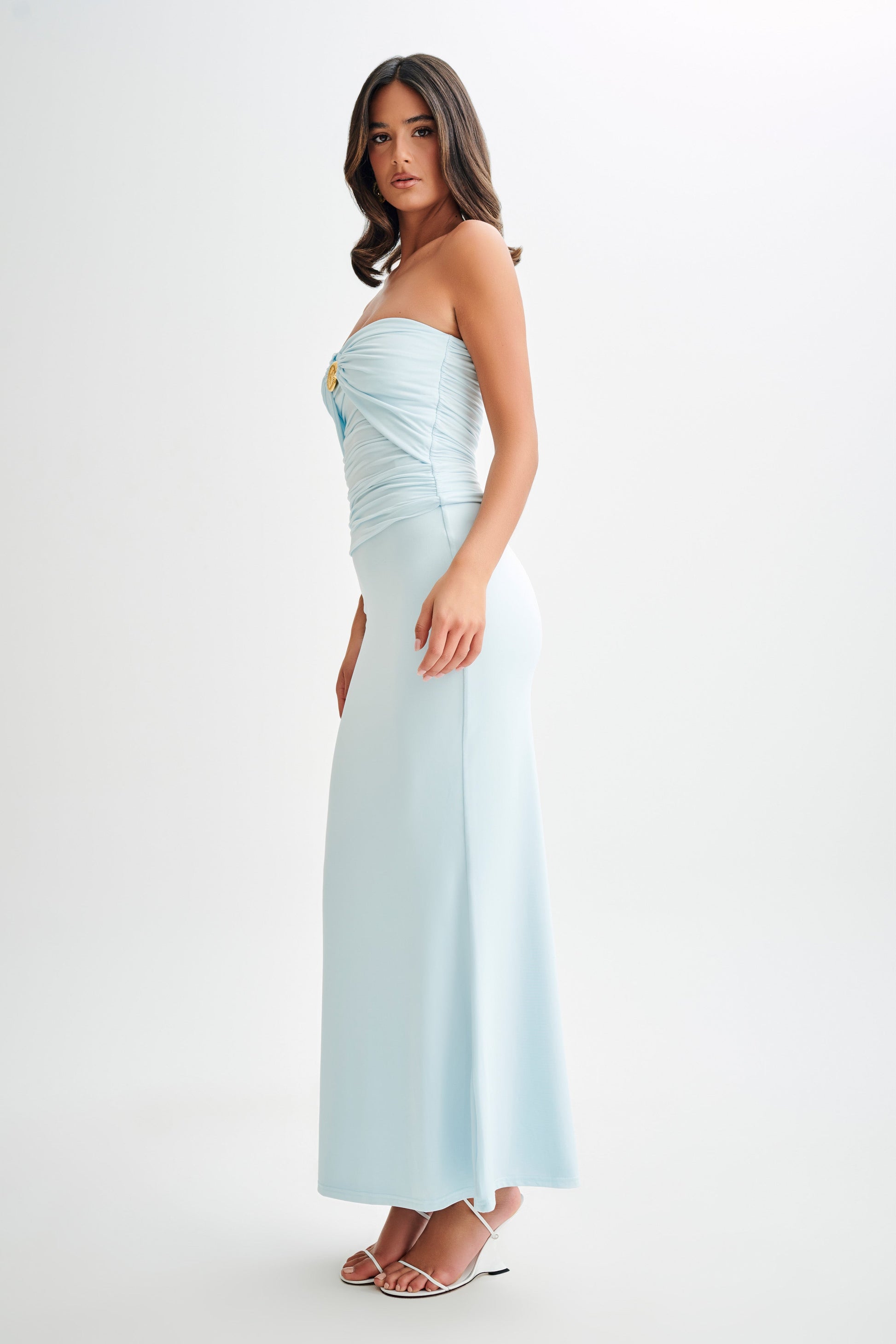 Bruna Slinky Fishtail Maxi Skirt - Sky Blue #9