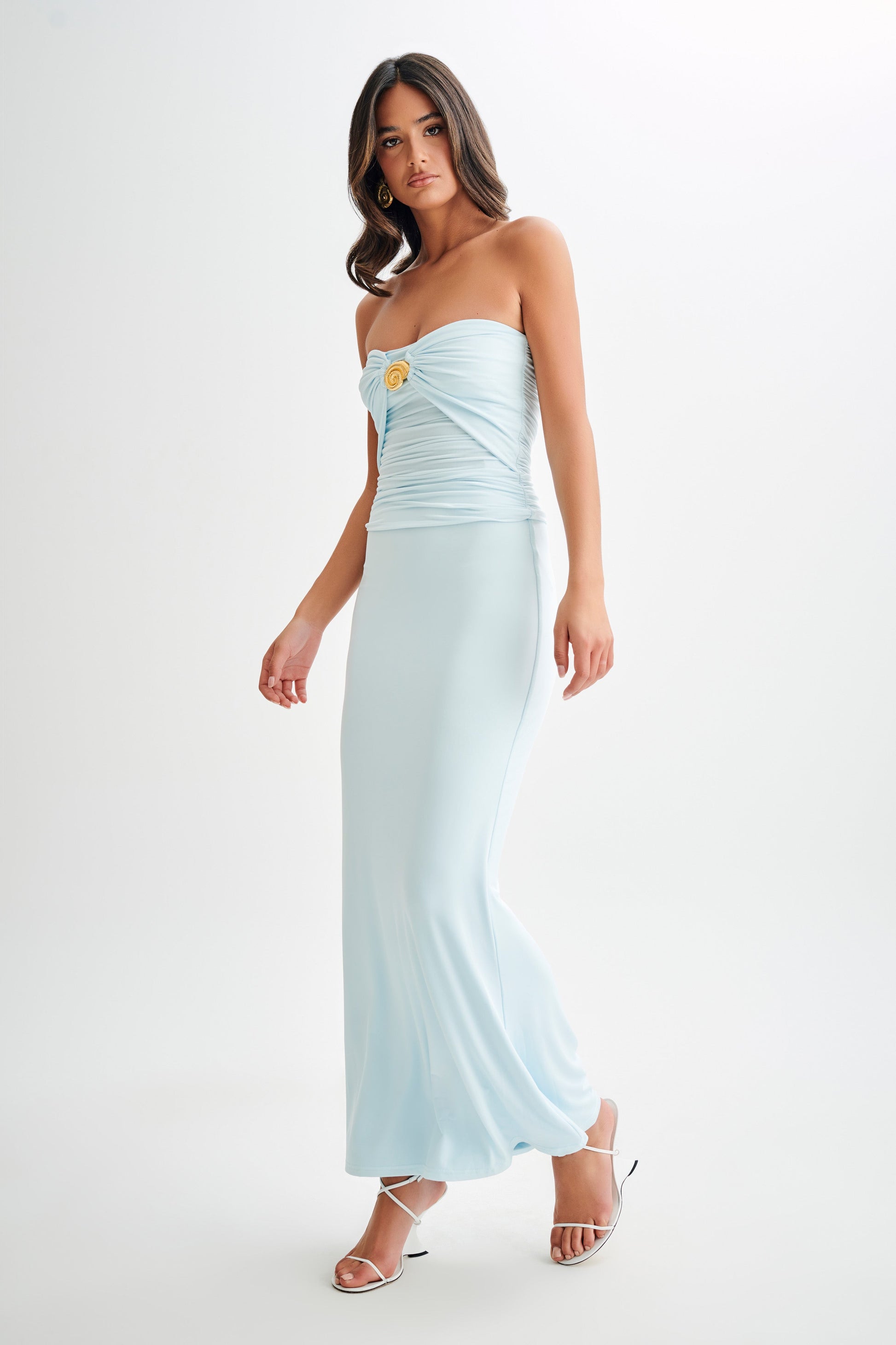Bruna Slinky Fishtail Maxi Skirt - Sky Blue #8