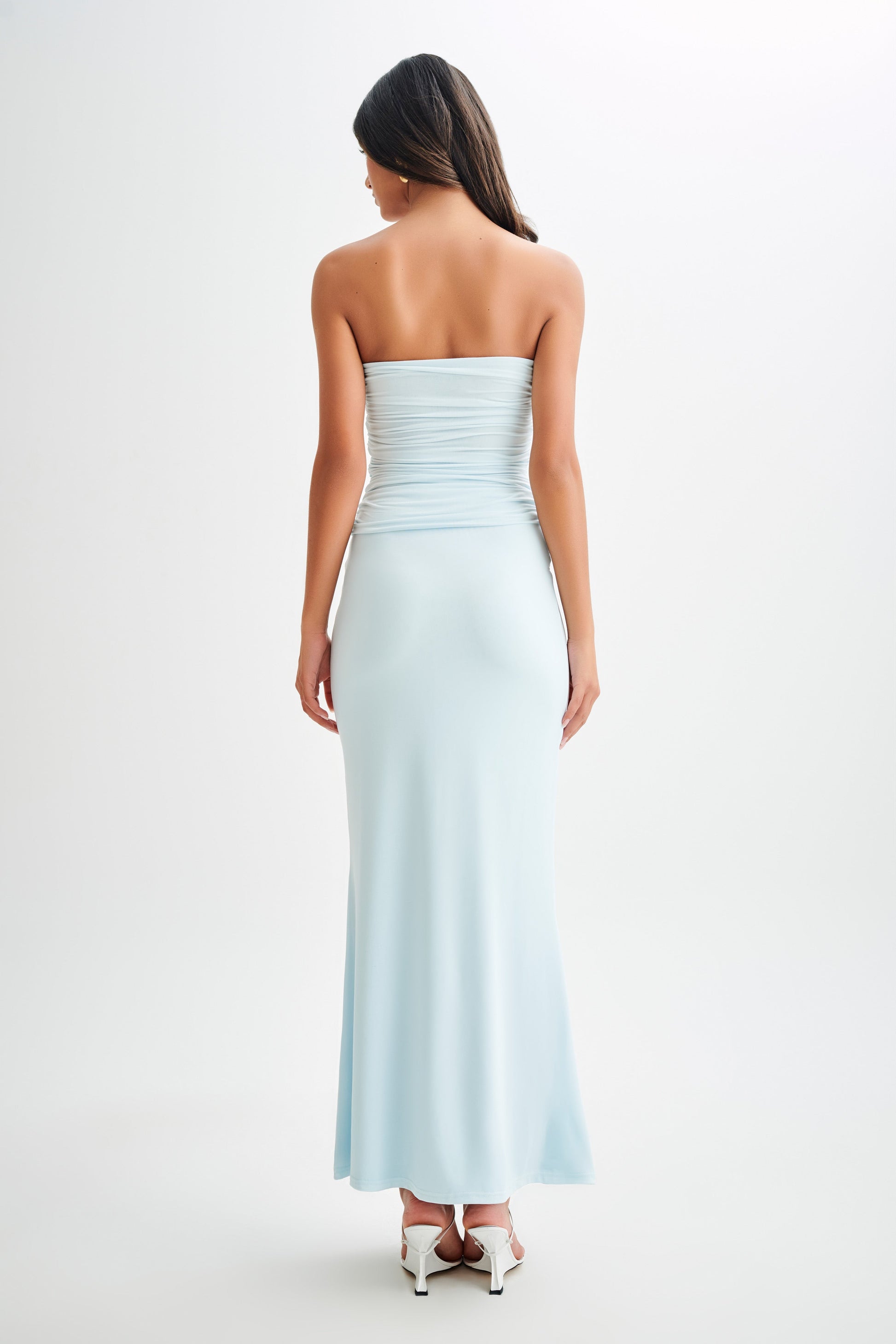 Bruna Slinky Fishtail Maxi Skirt - Sky Blue #4