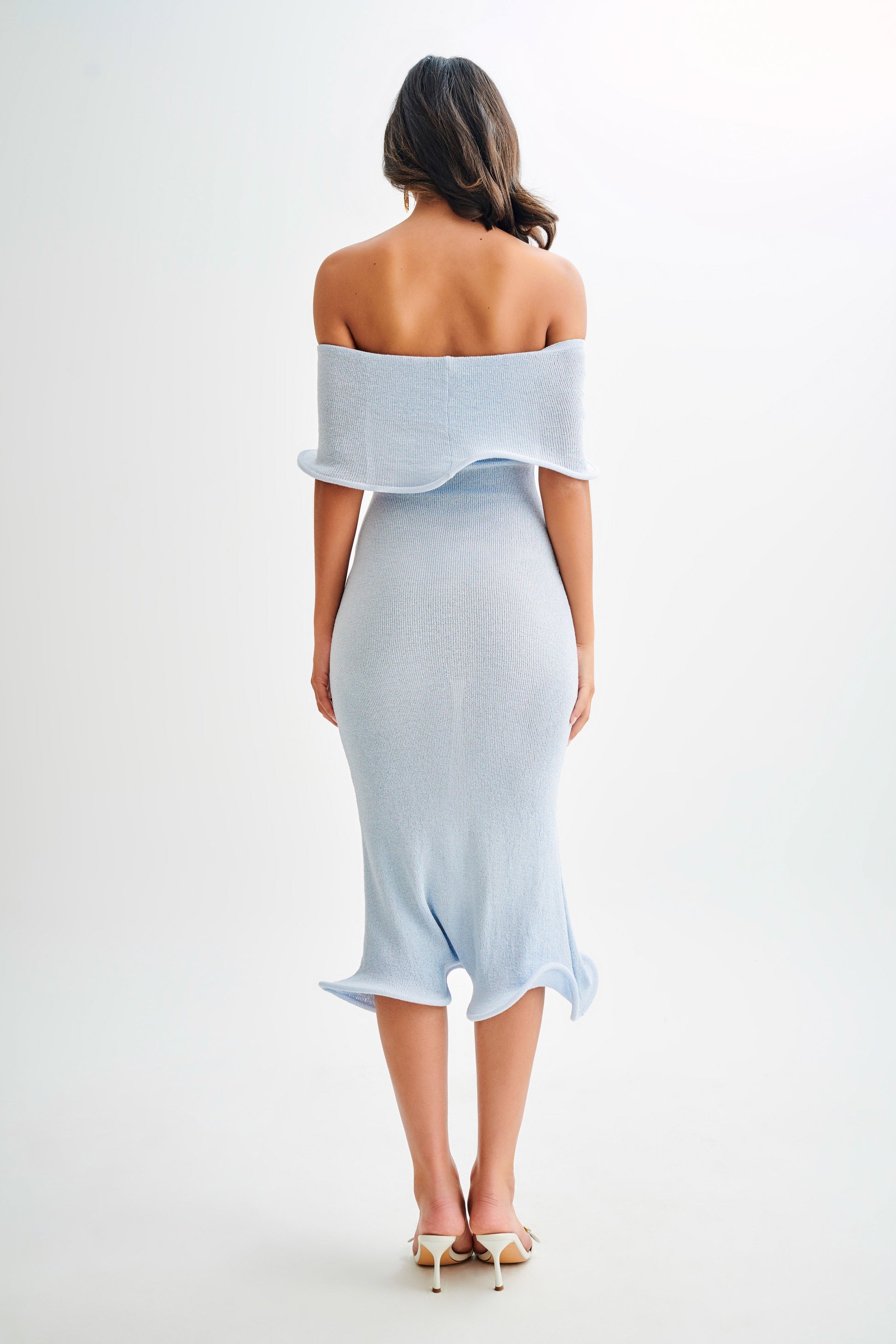 Molly Off Shoulder Knit Midi Dress - Sky Blue #3