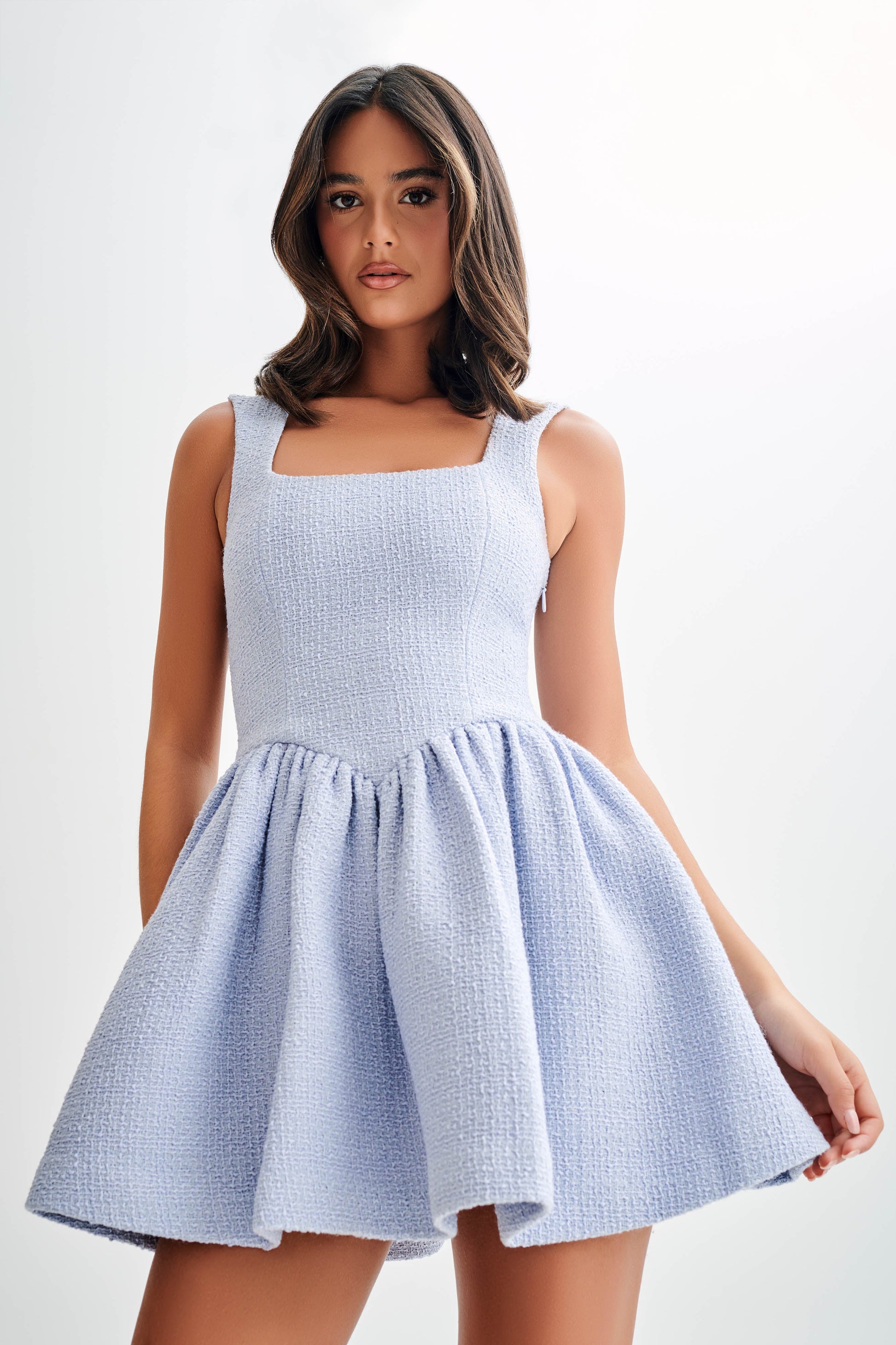 Jennifer Boucle Mini Dress - Sky Blue #7