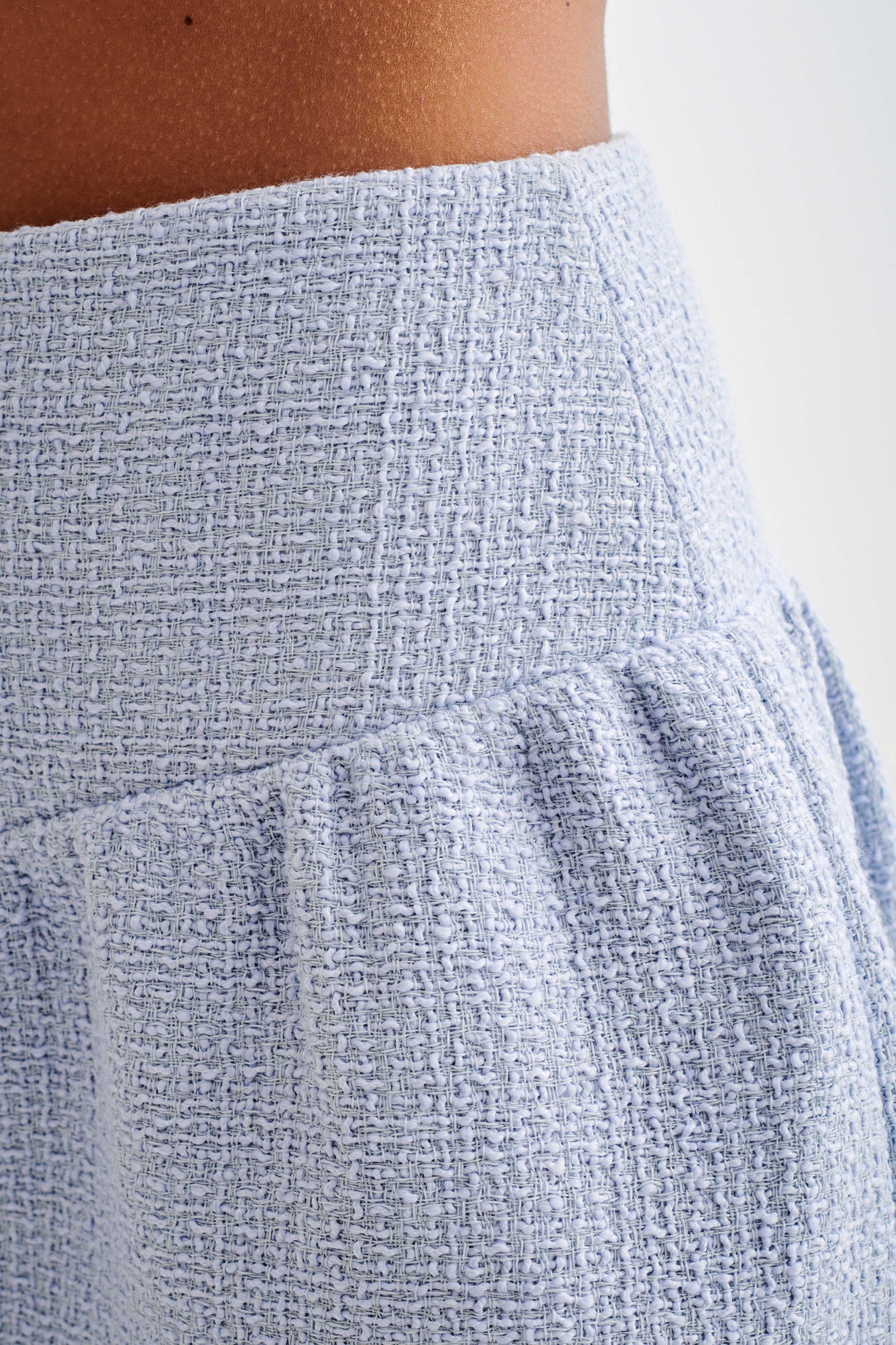Cyrus Gathered Boucle Mini Skirt - Sky Blue #3