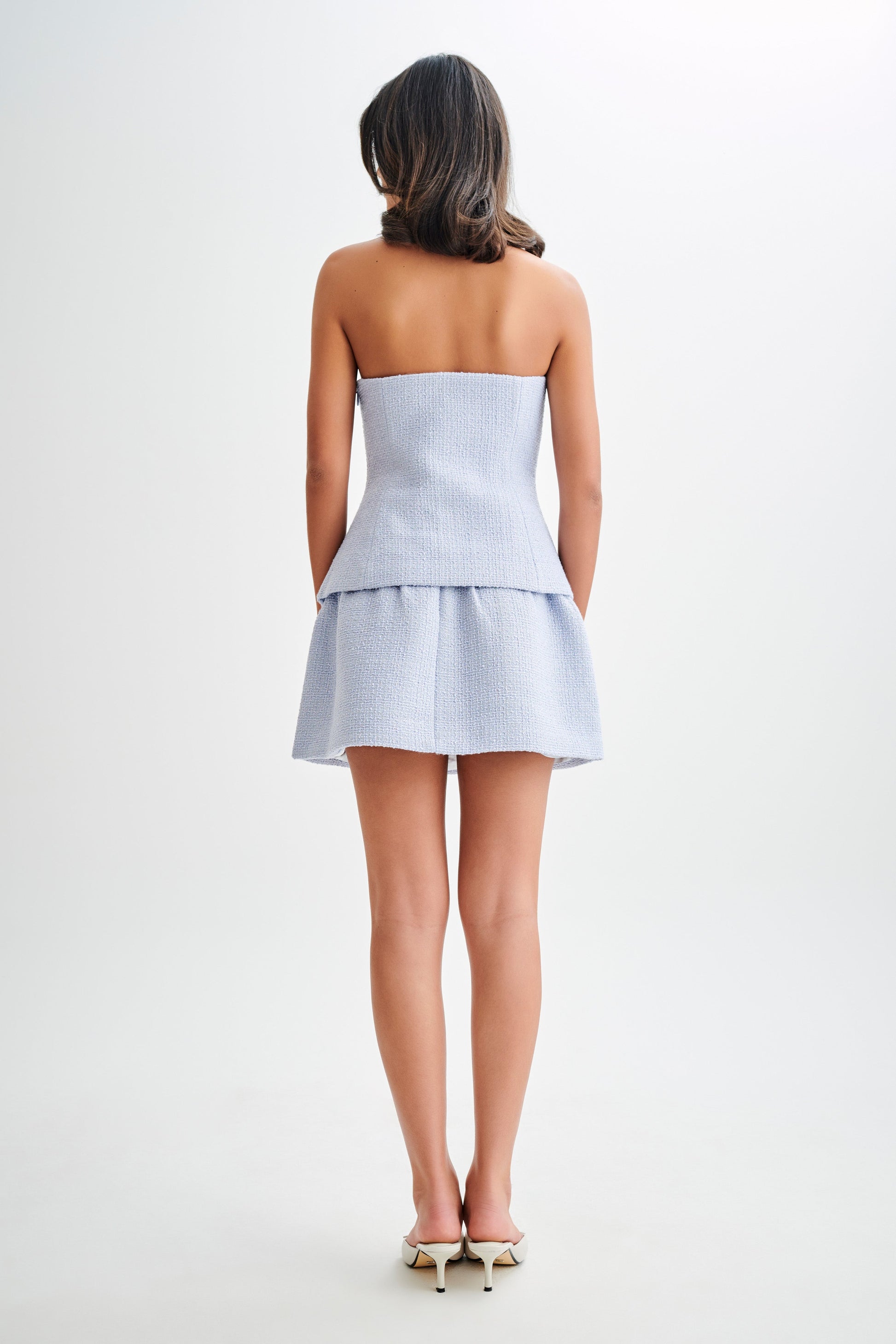 Cyrus Gathered Boucle Mini Skirt - Sky Blue #6