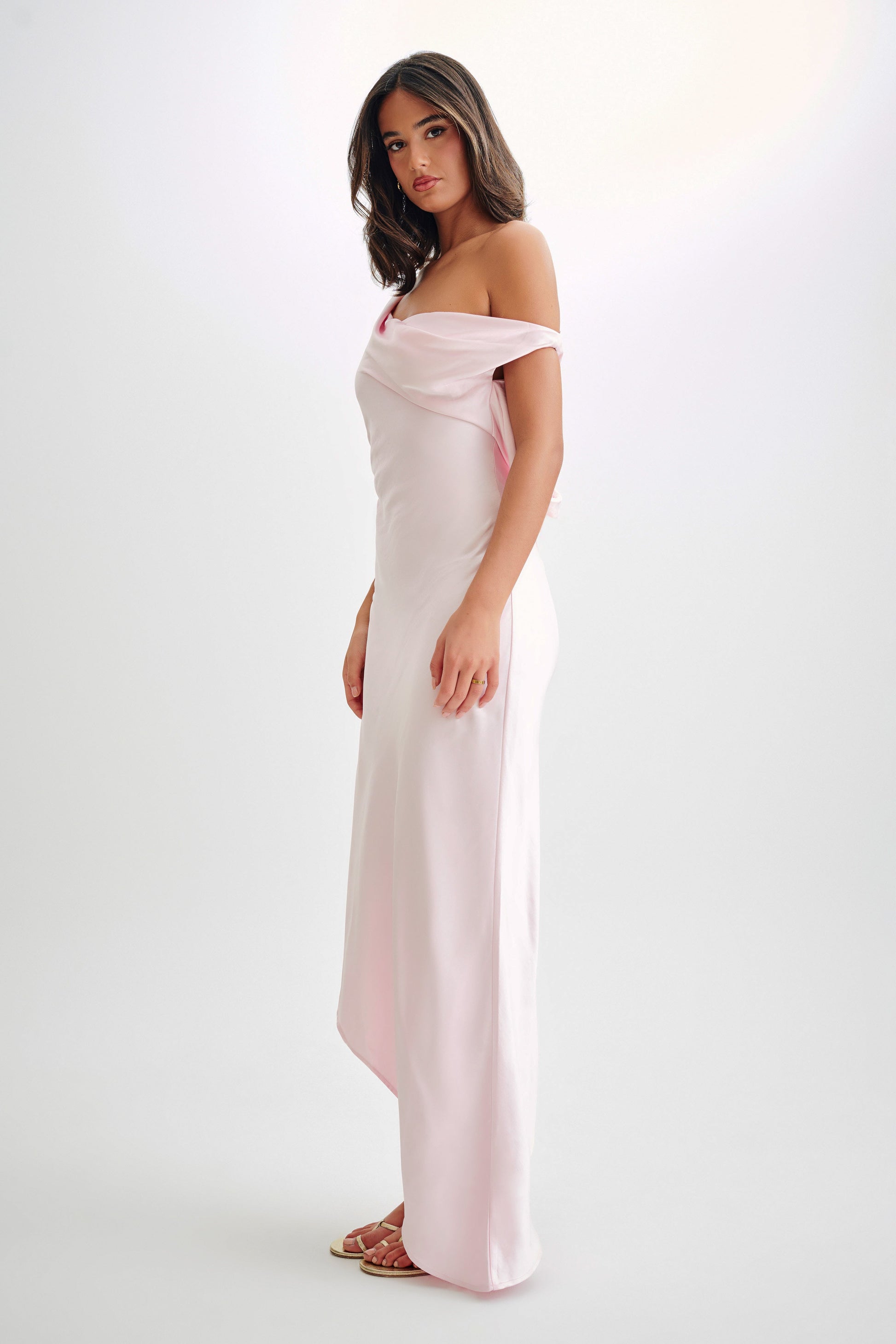 Yvette Slip Maxi Dress With Asymmetrical Hem - Pale Pink #5
